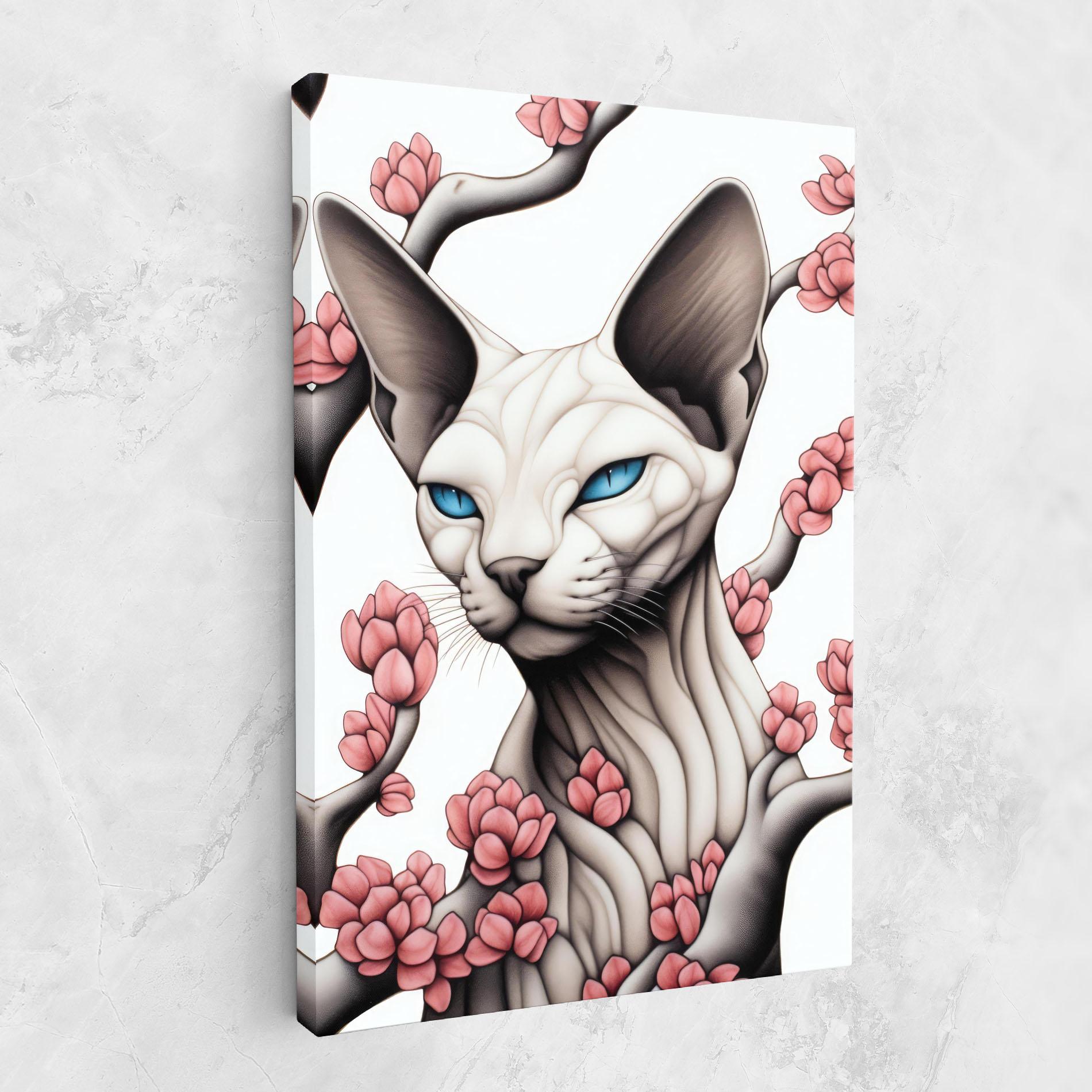 Leinwandbild Blue Eyes Cat Drawing mockup 1