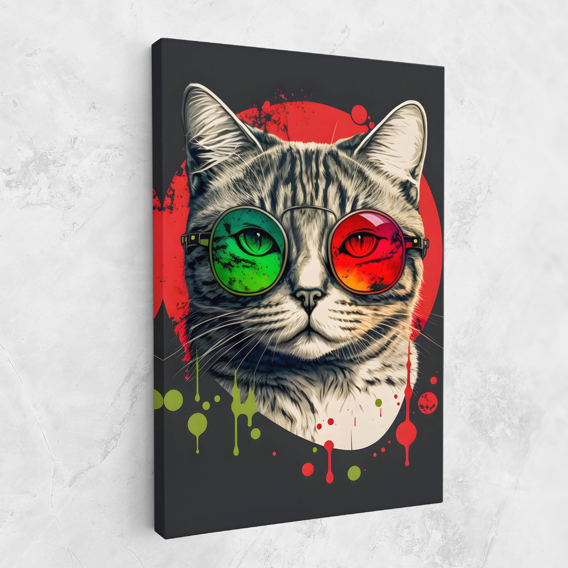 Green Red Glasses Cat mockup 1