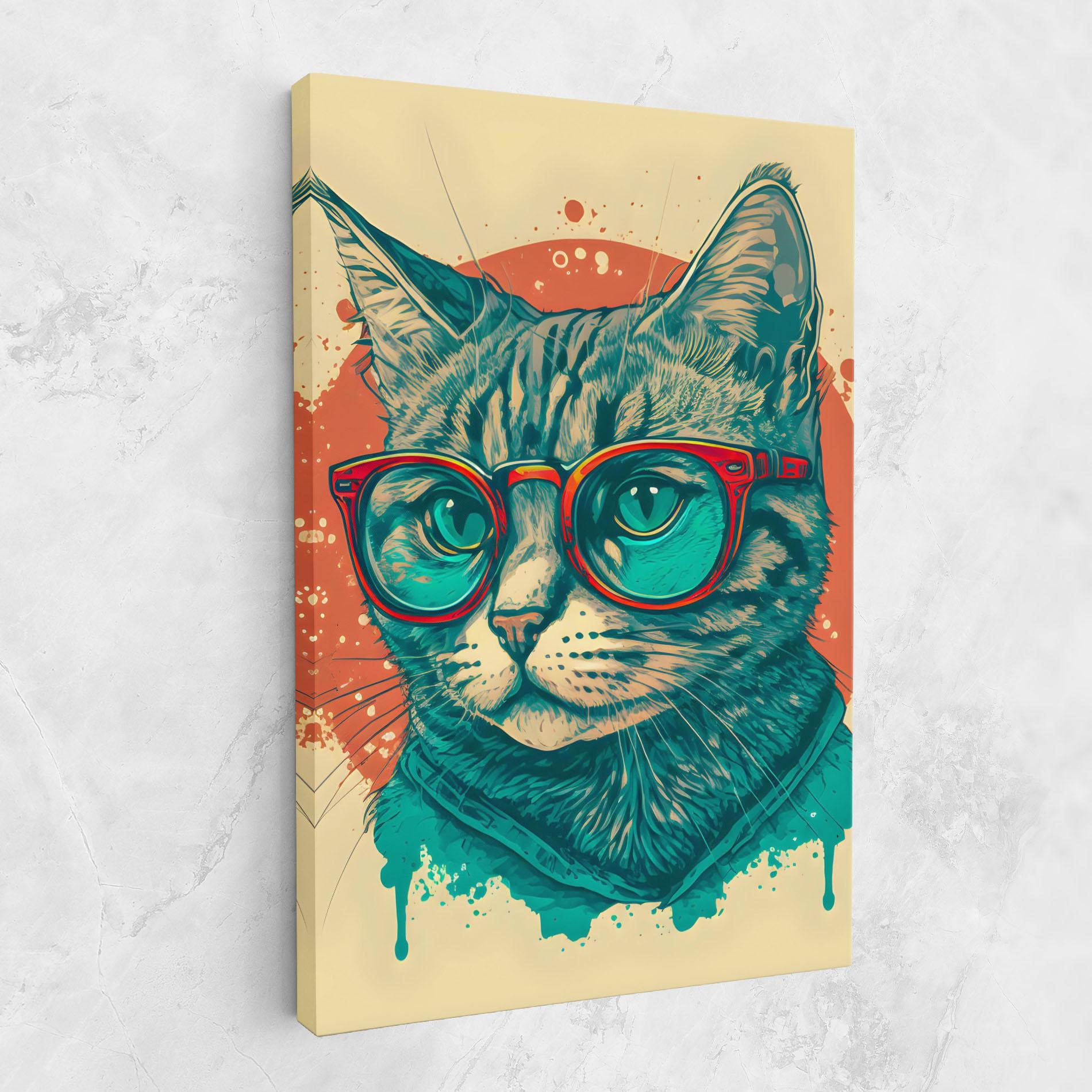 Leinwandbild Red Glasses Cat mockup 1