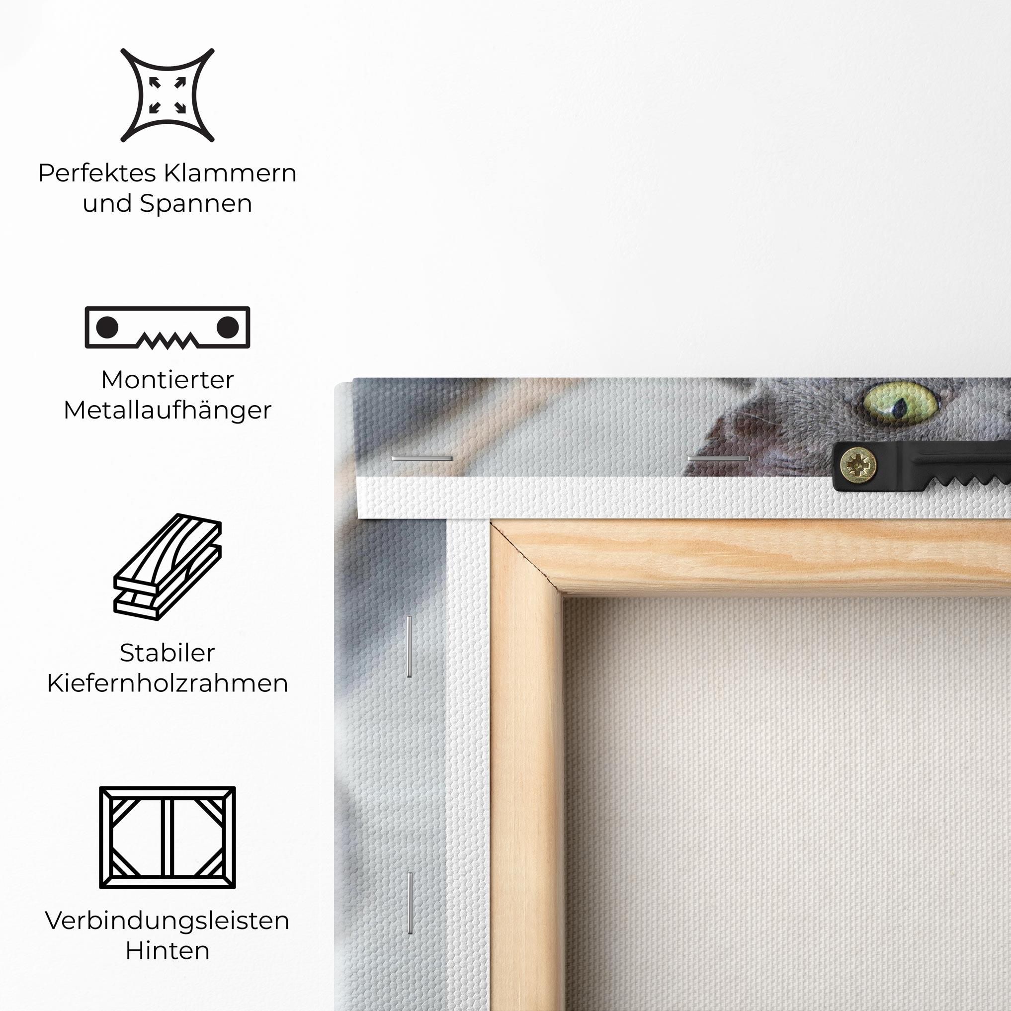 Leinwandbild Grey Green Cat Eyes mockup 5