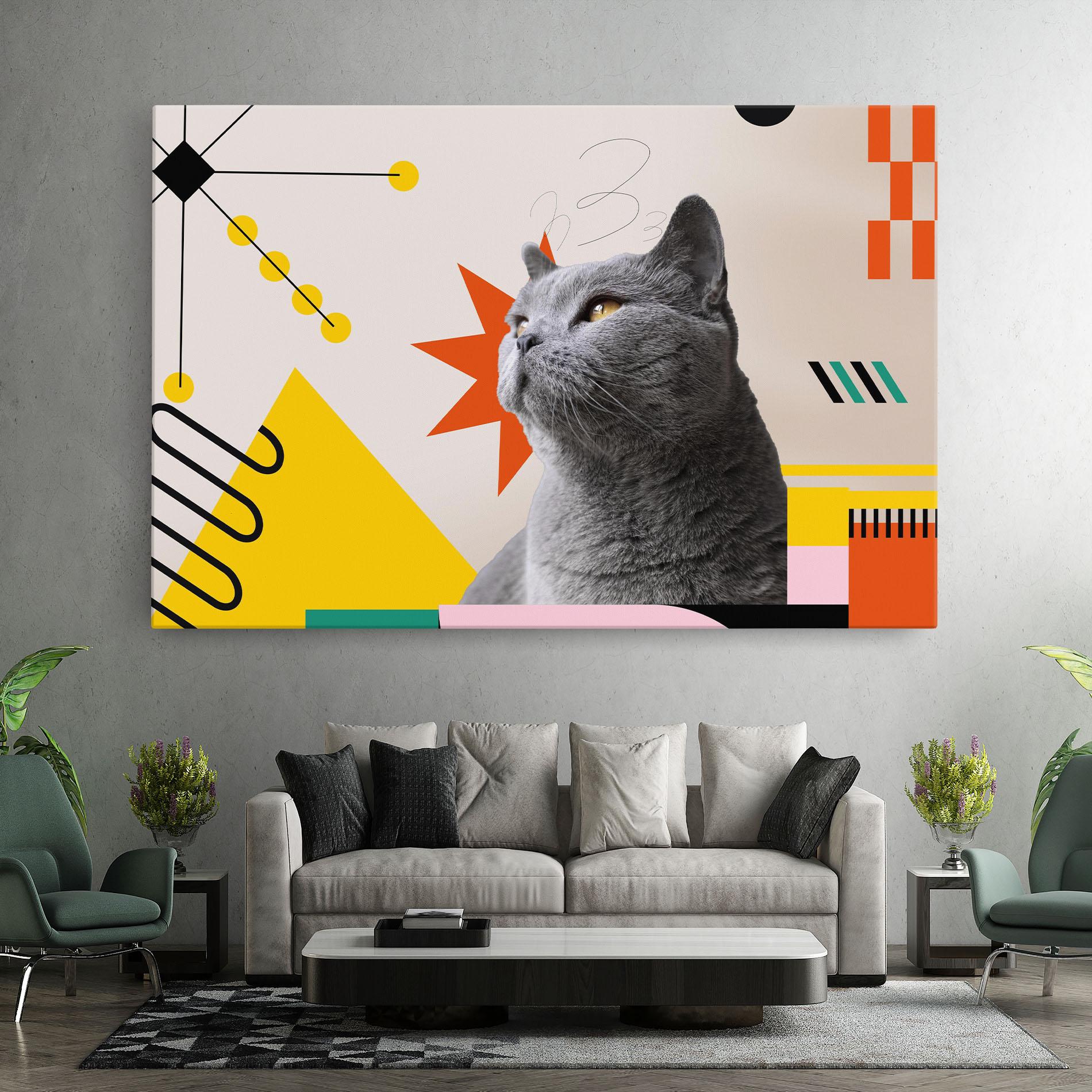 Leinwandbild Colorful Graphic Cat mockup 7