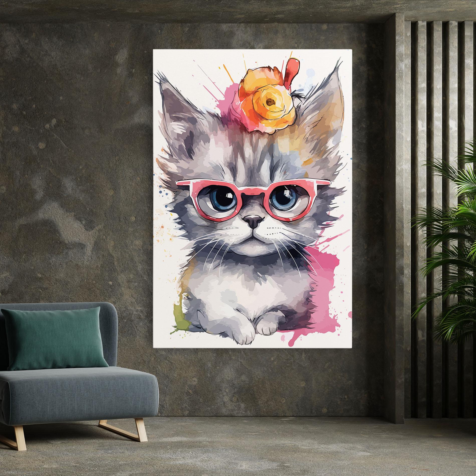Leinwandbild Adorable Grey Cat mockup 7