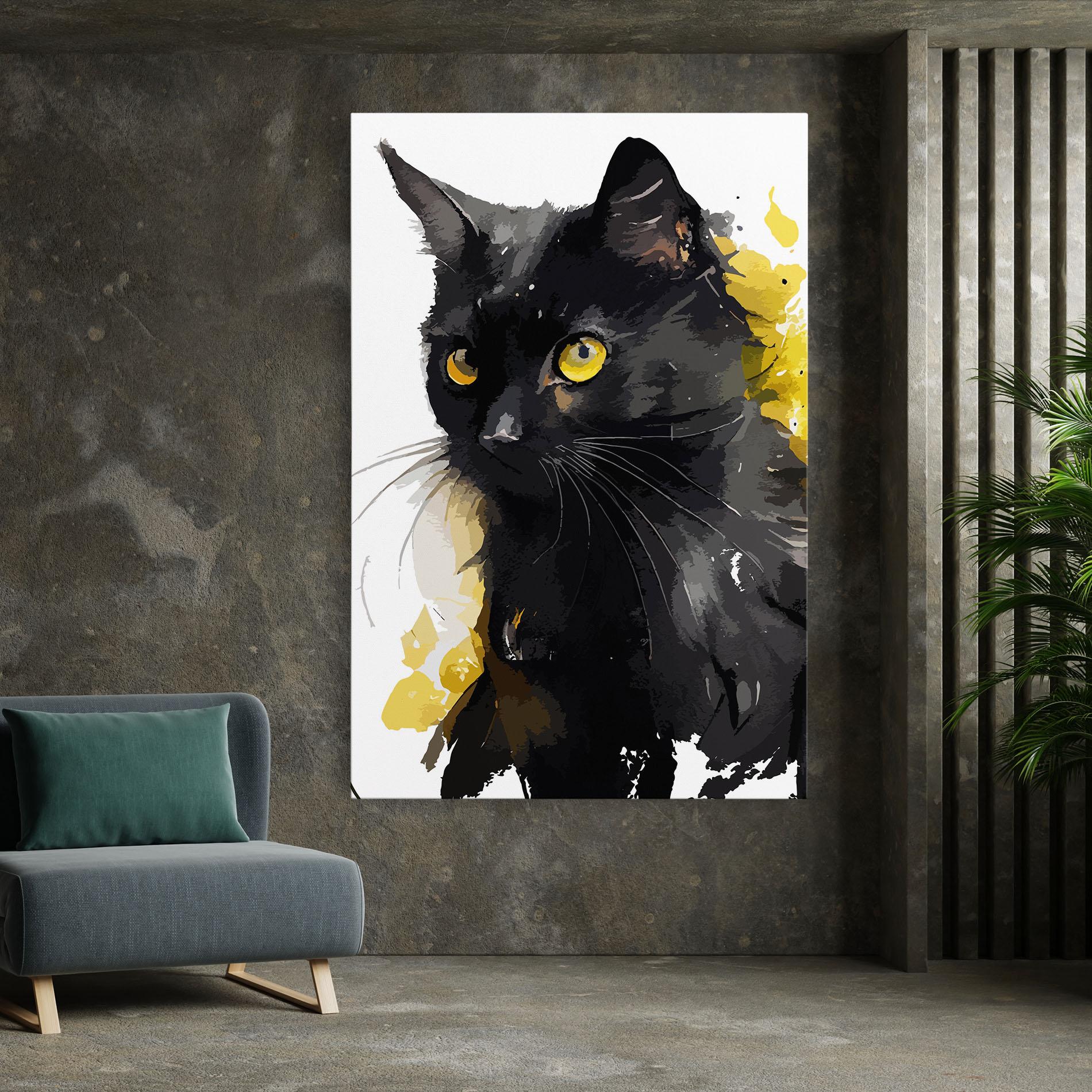 Leinwandbild Beautiful Black Cat mockup 7