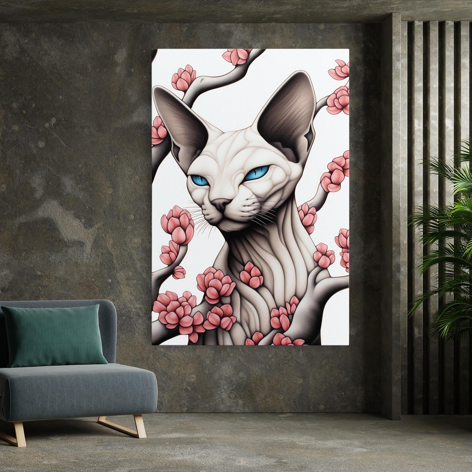 Leinwandbild Blue Eyes Cat Drawing mockup 7