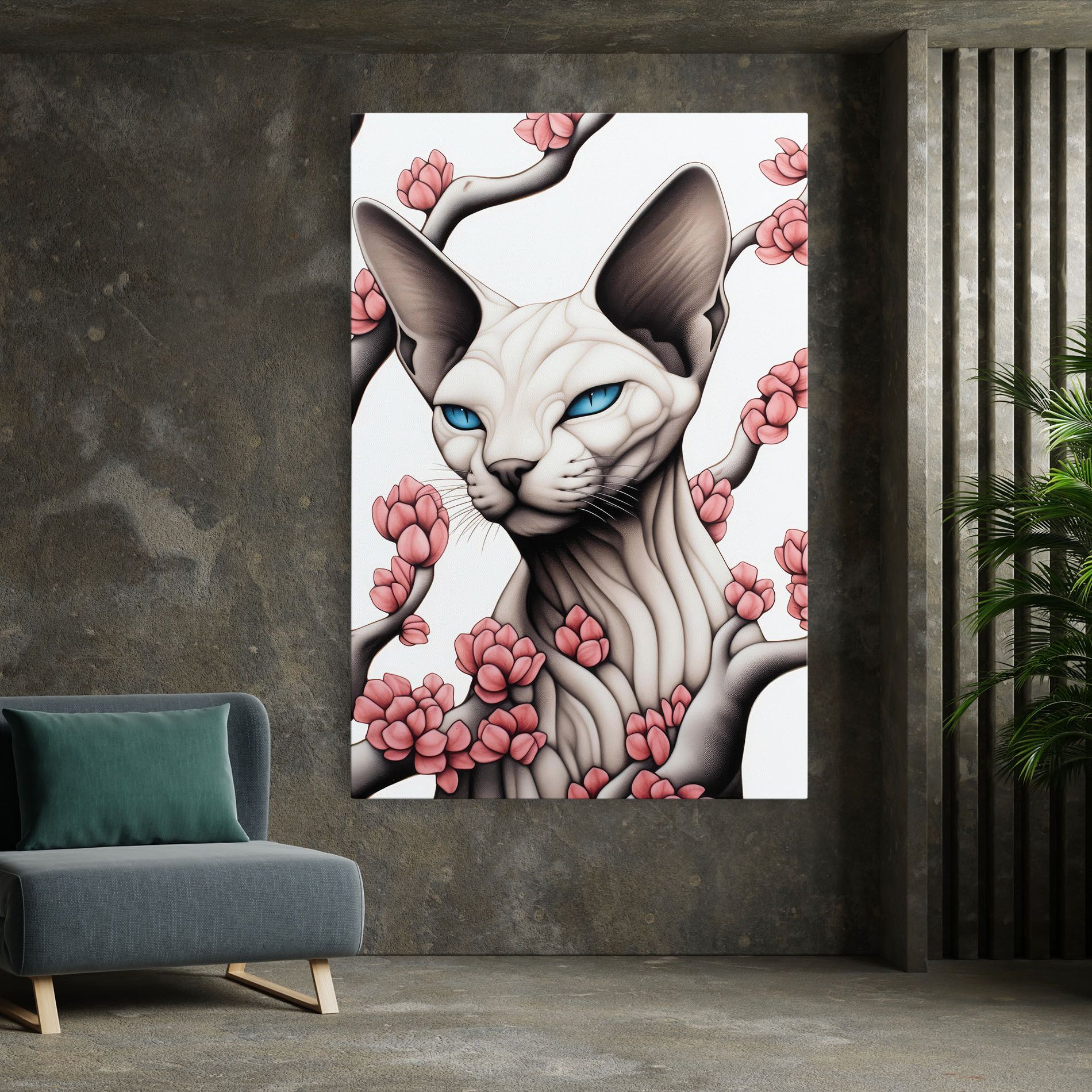 Blue Eyes Cat Drawing mockup 7