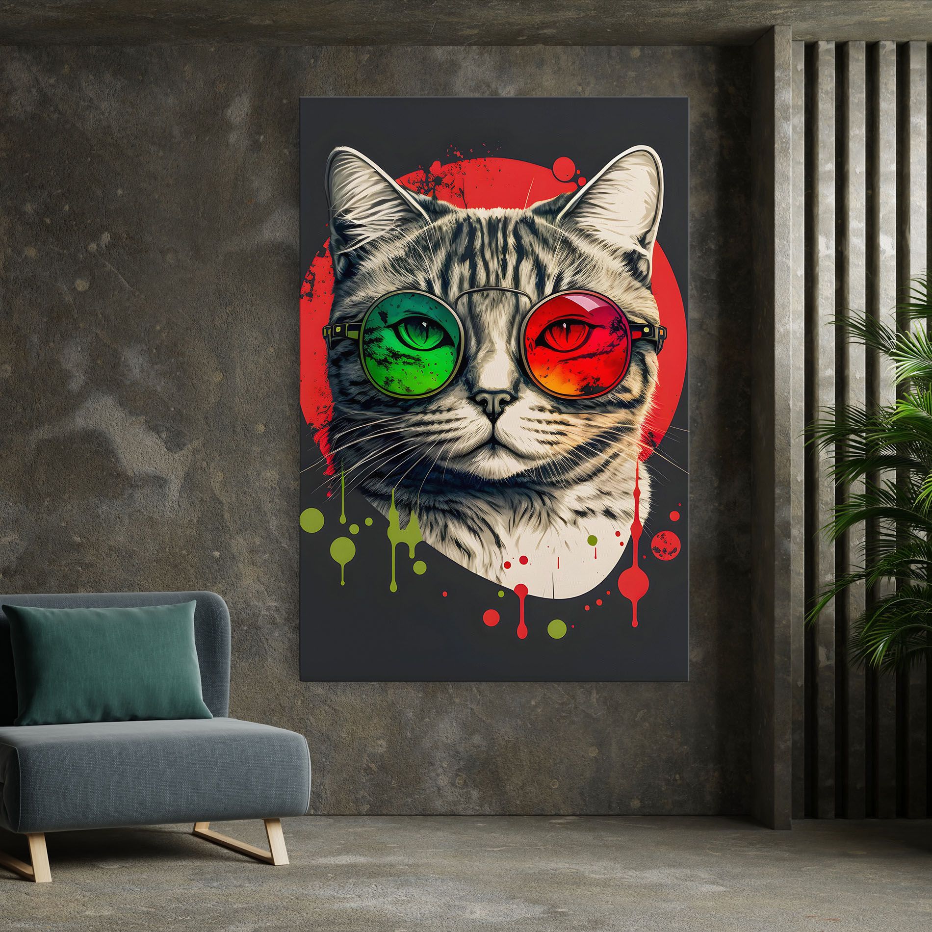Green Red Glasses Cat mockup 7
