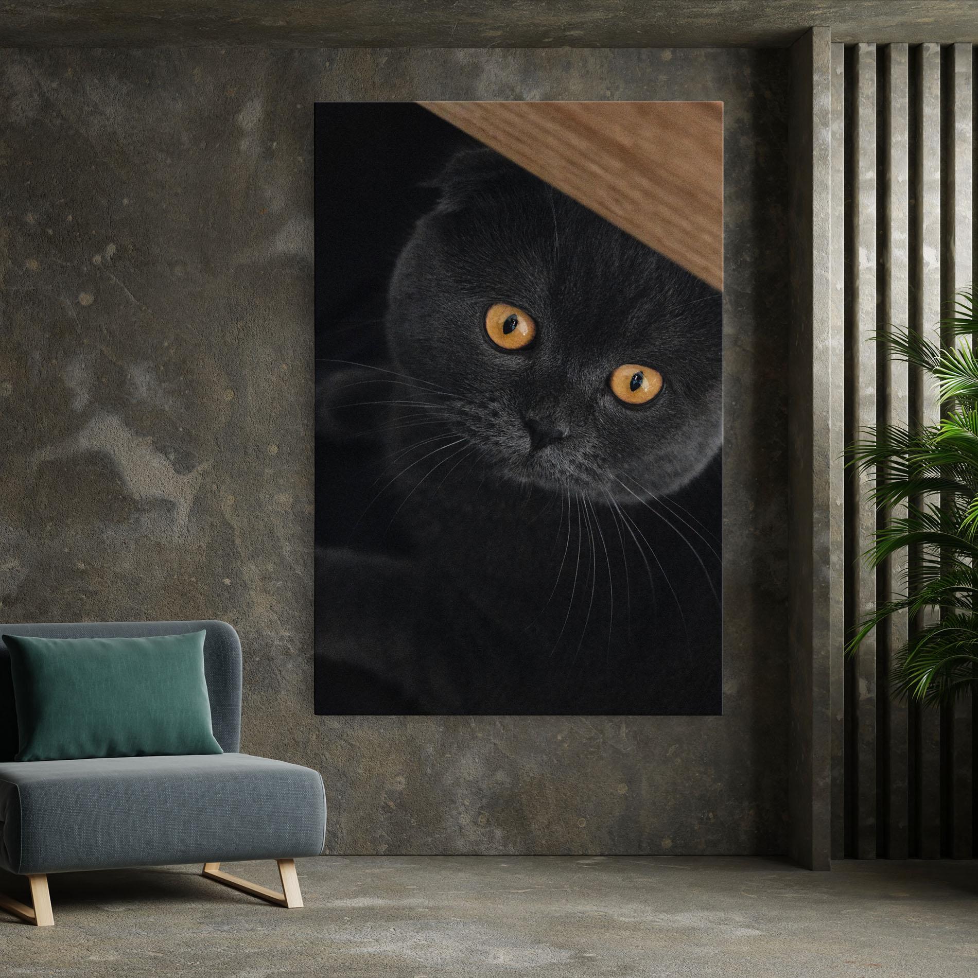 Leinwandbild Grey Cat With Orange Eyes mockup 7