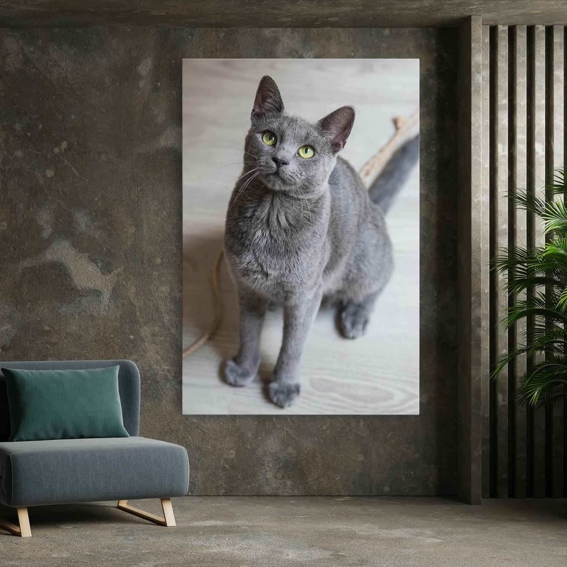 Leinwandbild Grey Green Cat Eyes mockup 7