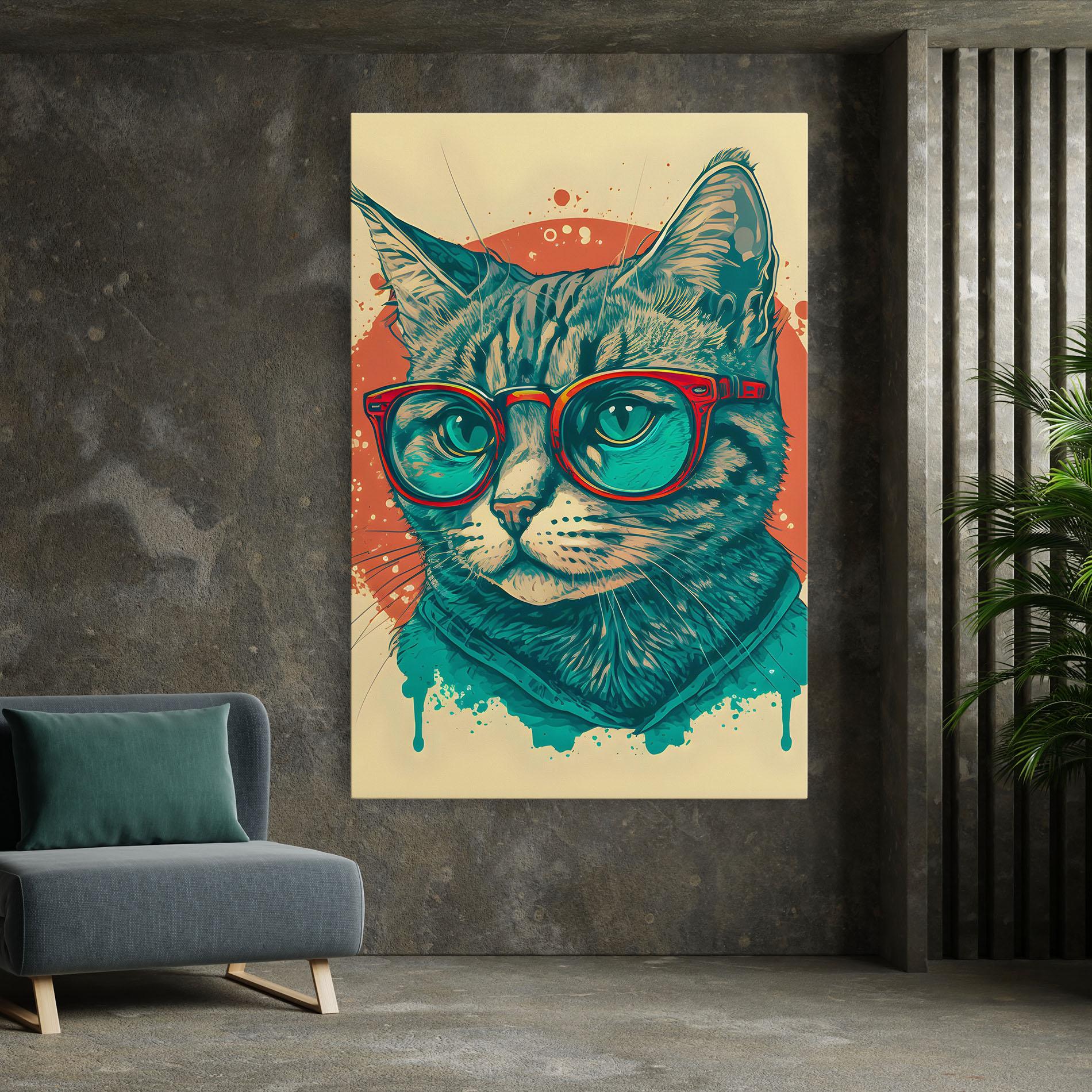 Leinwandbild Red Glasses Cat mockup 7