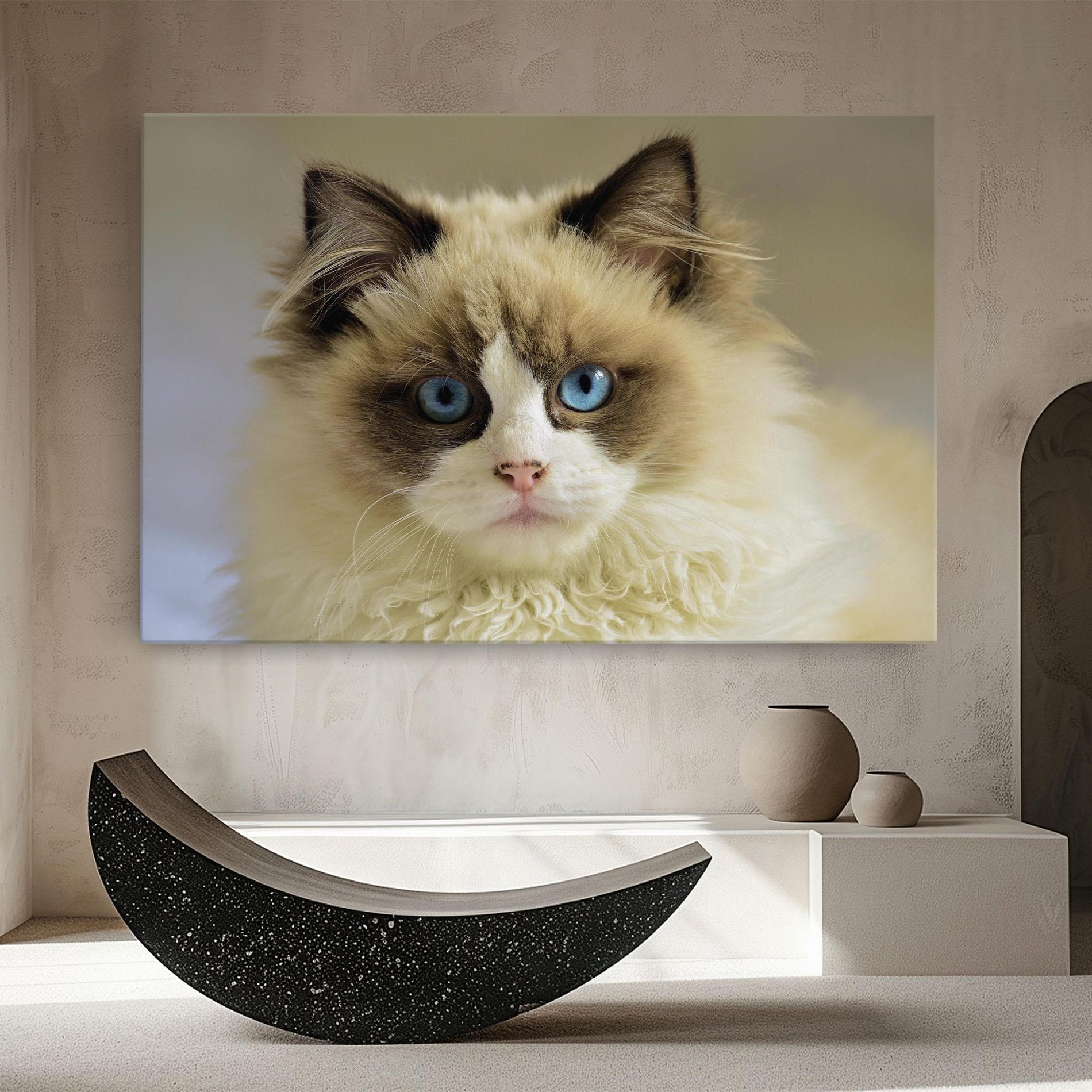 Leinwandbild Interesting Blue Eyes Cat mockup 8