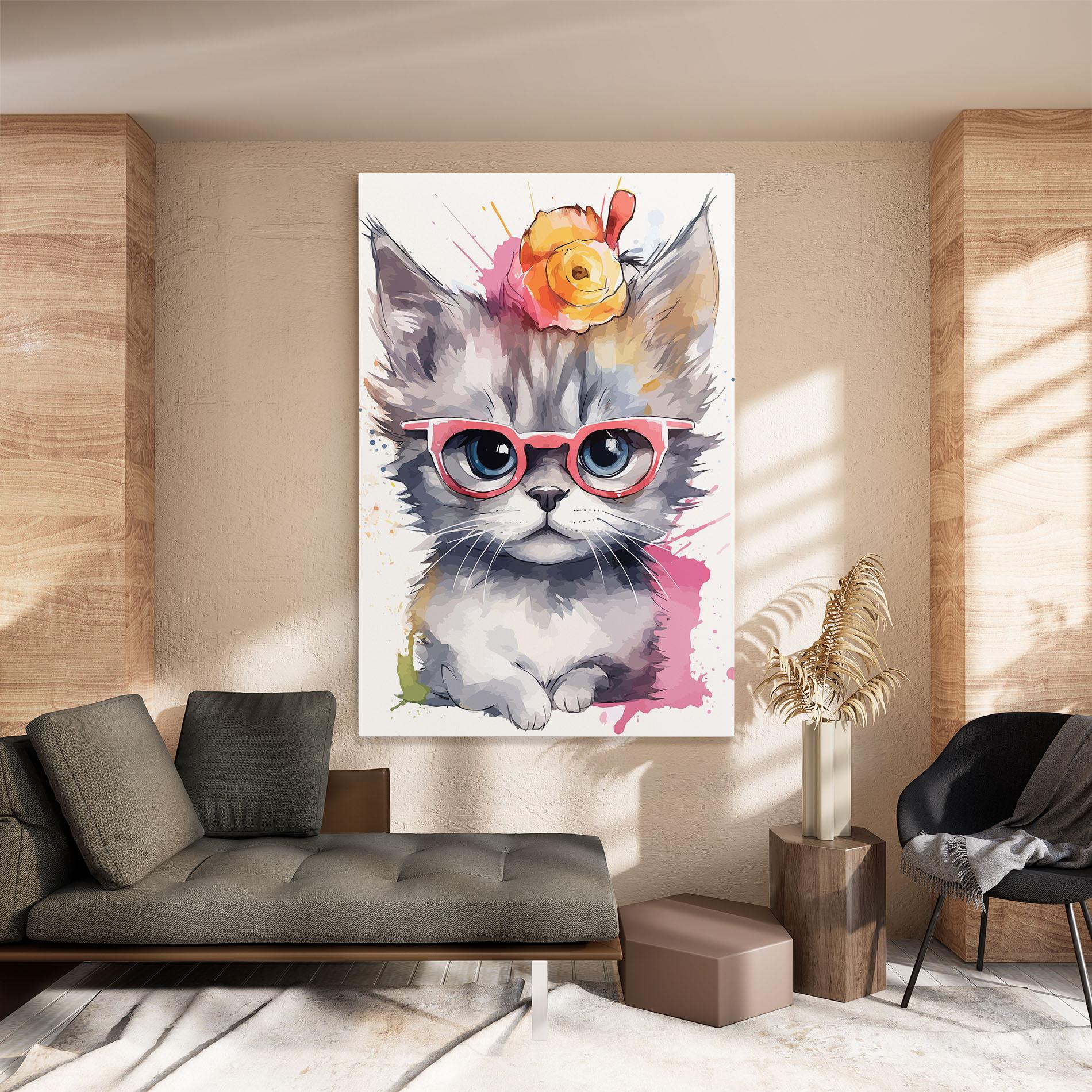 Leinwandbild Adorable Grey Cat mockup 8