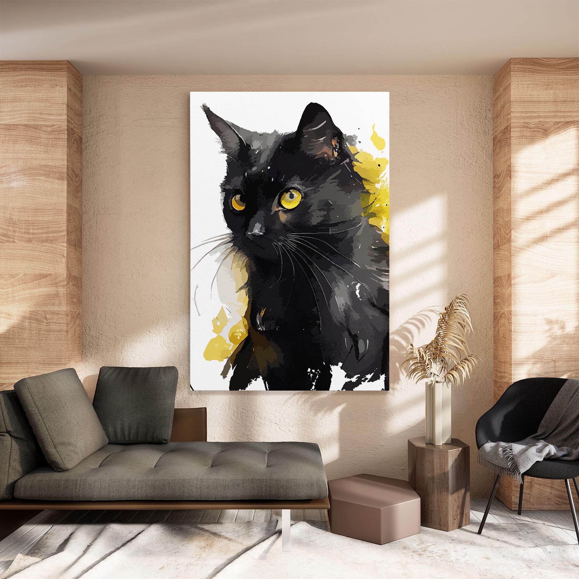 Leinwandbild Beautiful Black Cat mockup 8