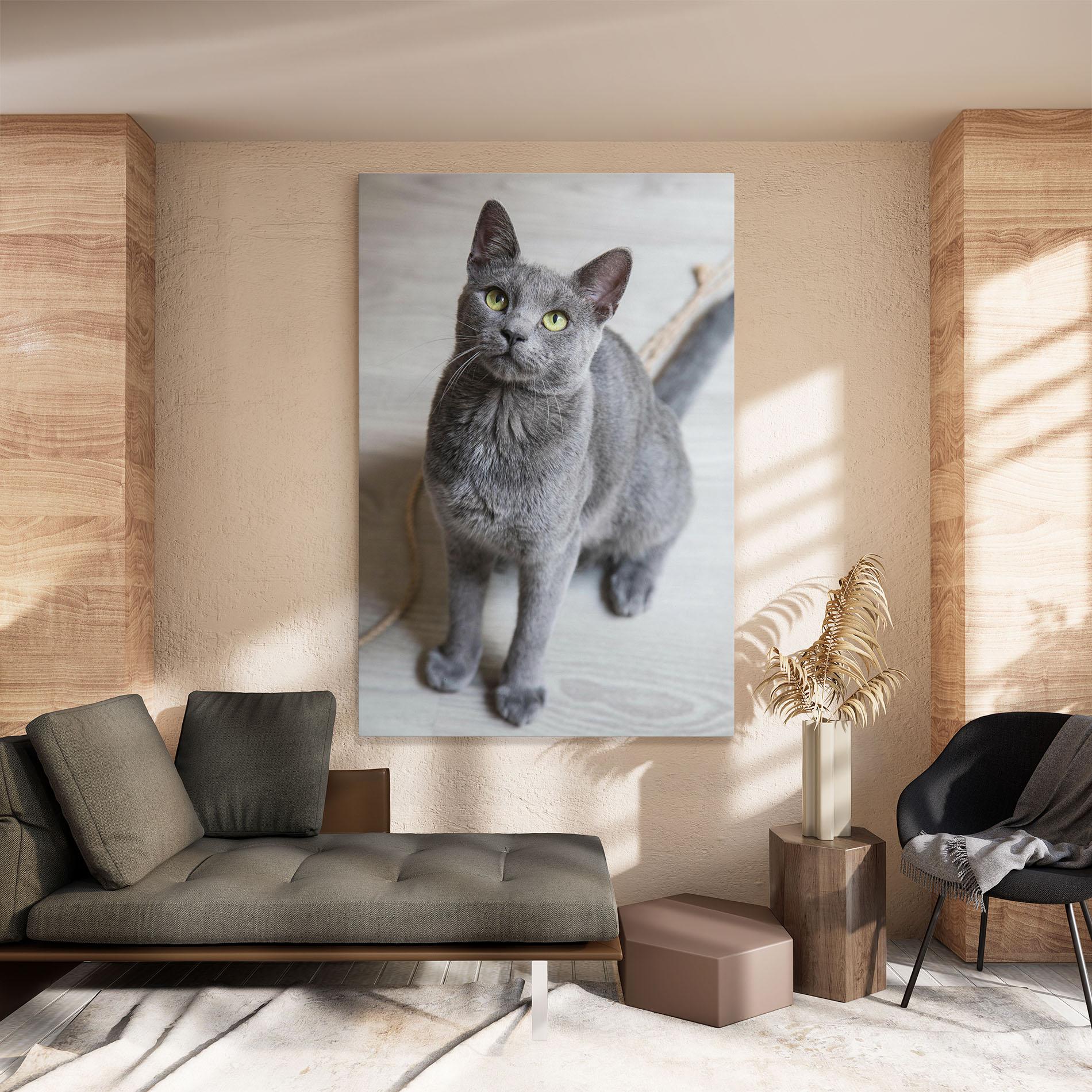 Leinwandbild Grey Green Cat Eyes mockup 8