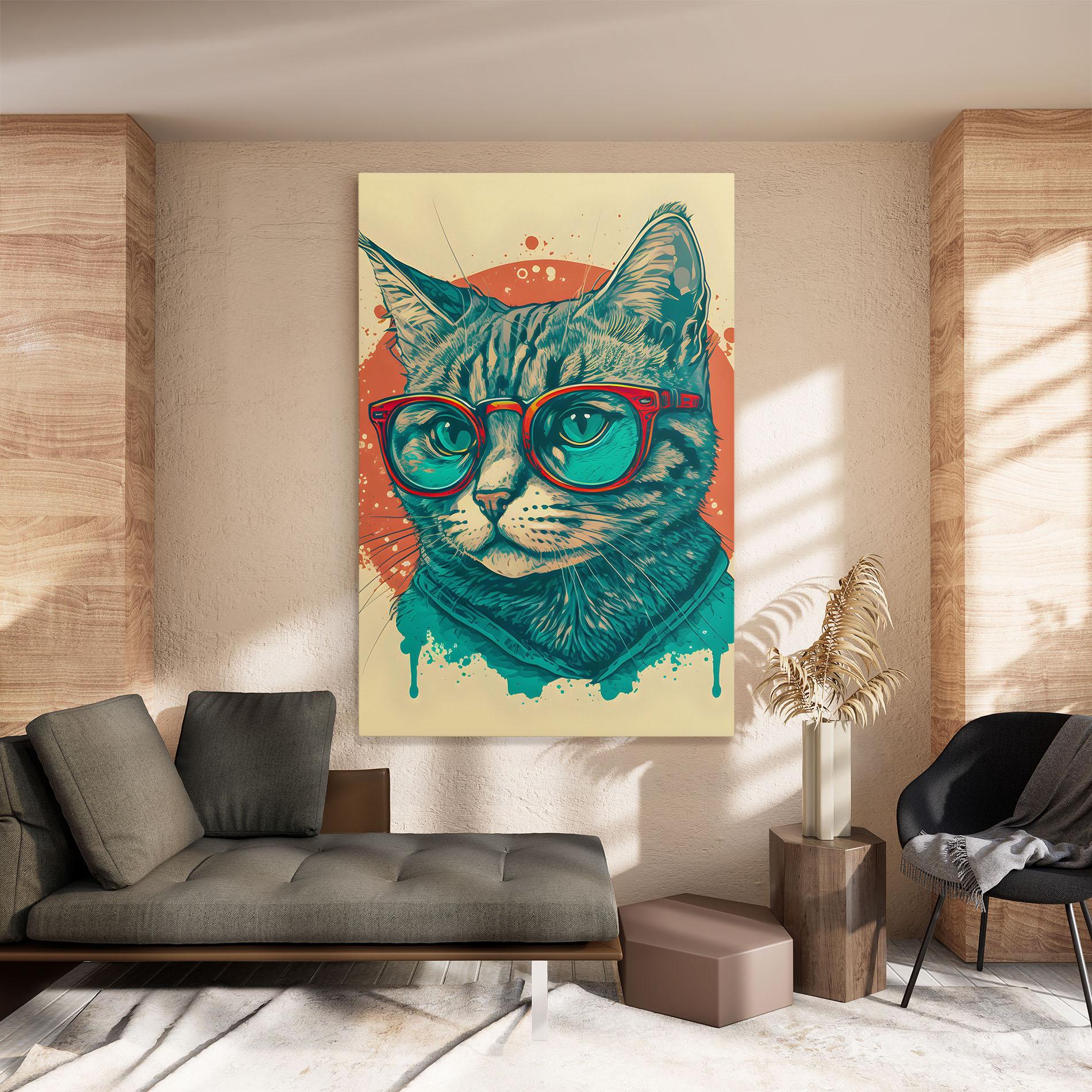 Leinwandbild Red Glasses Cat mockup 8