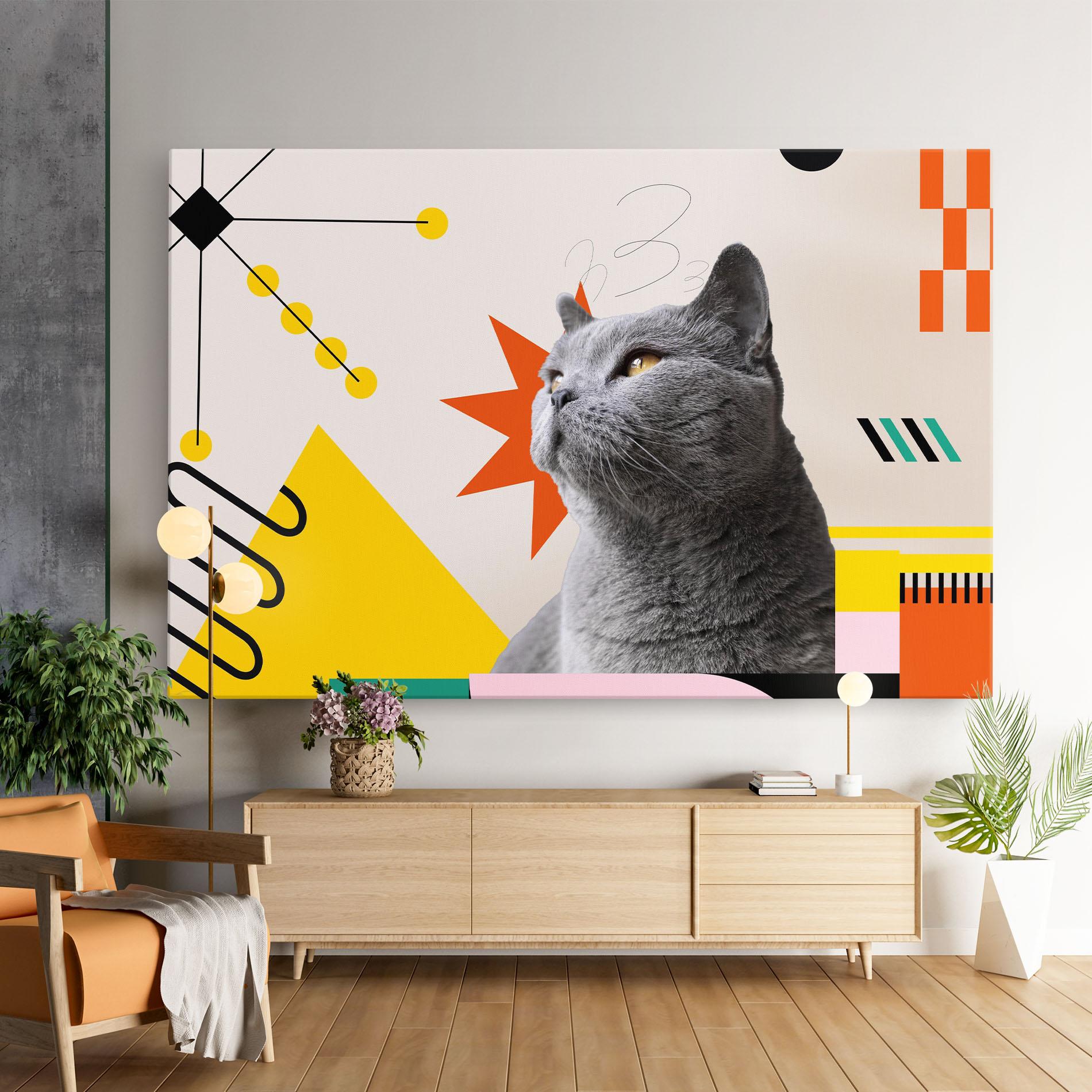 Leinwandbild Colorful Graphic Cat mockup 9