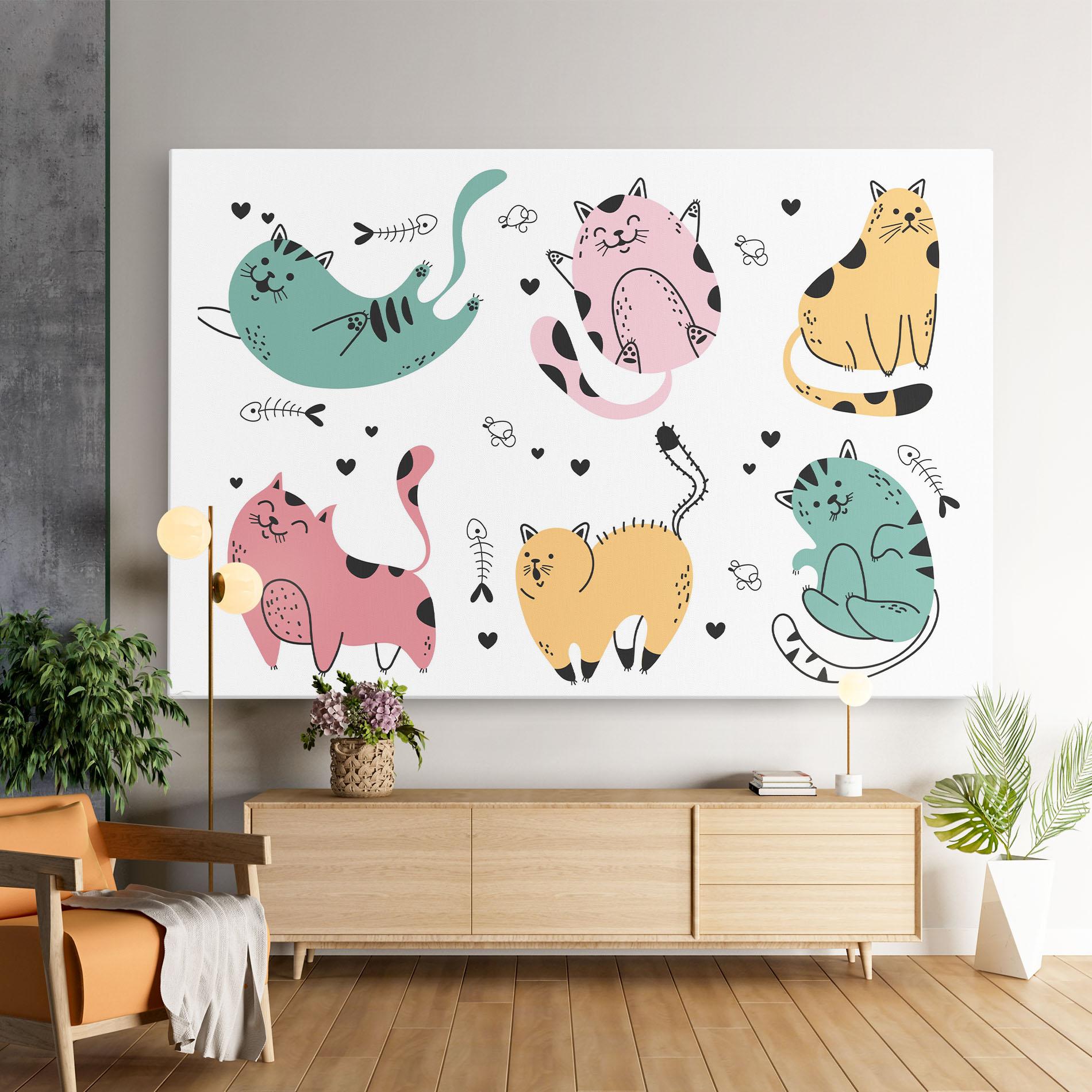 Leinwandbild Doodle Cat mockup 9