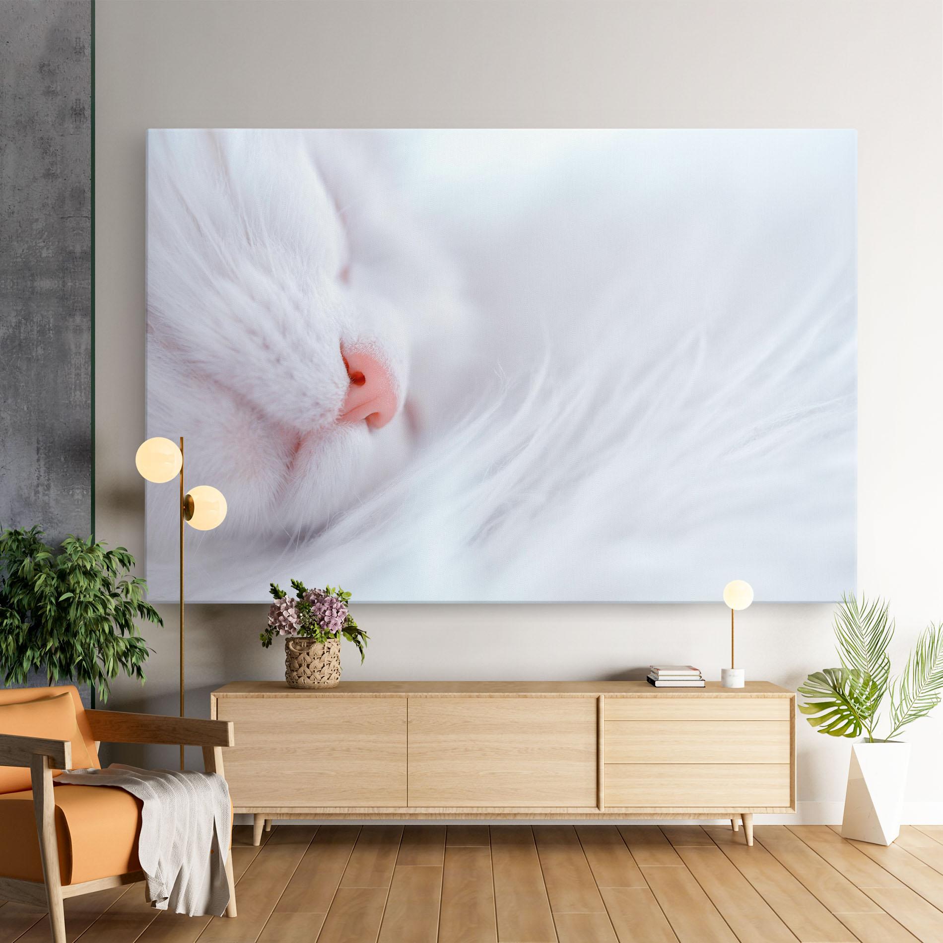 Leinwandbild Dreamy White Cat mockup 9