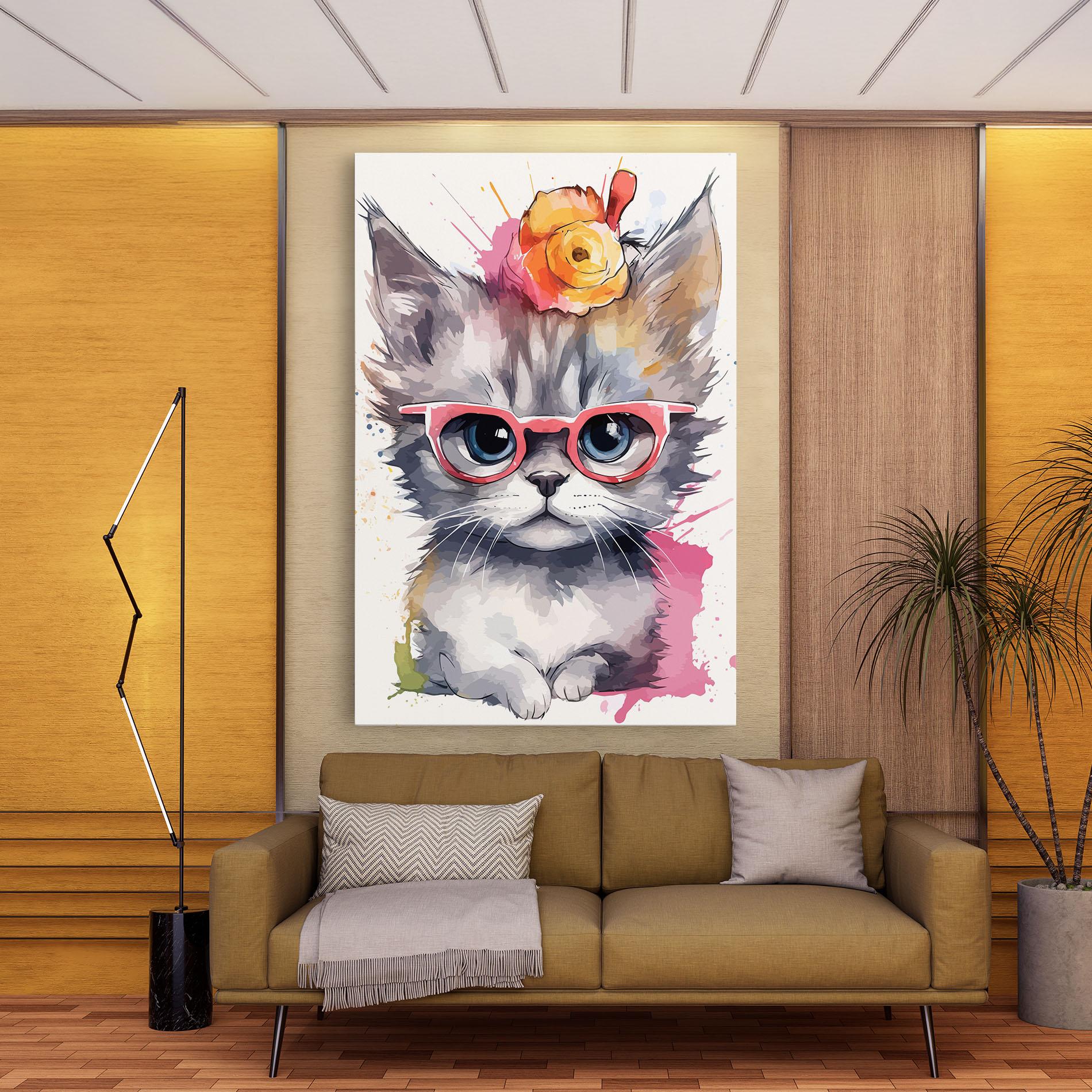 Leinwandbild Adorable Grey Cat mockup 9