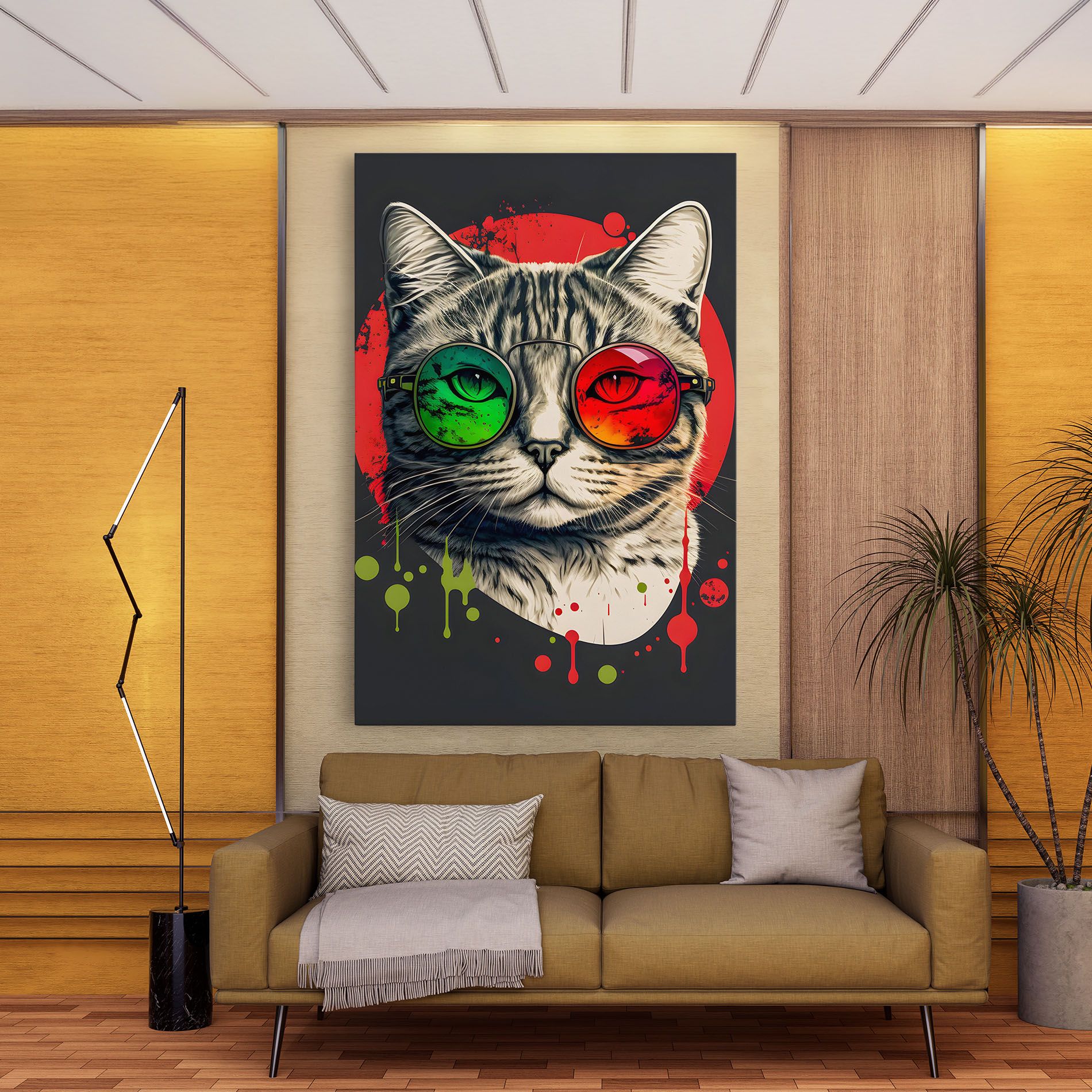 Green Red Glasses Cat mockup 9