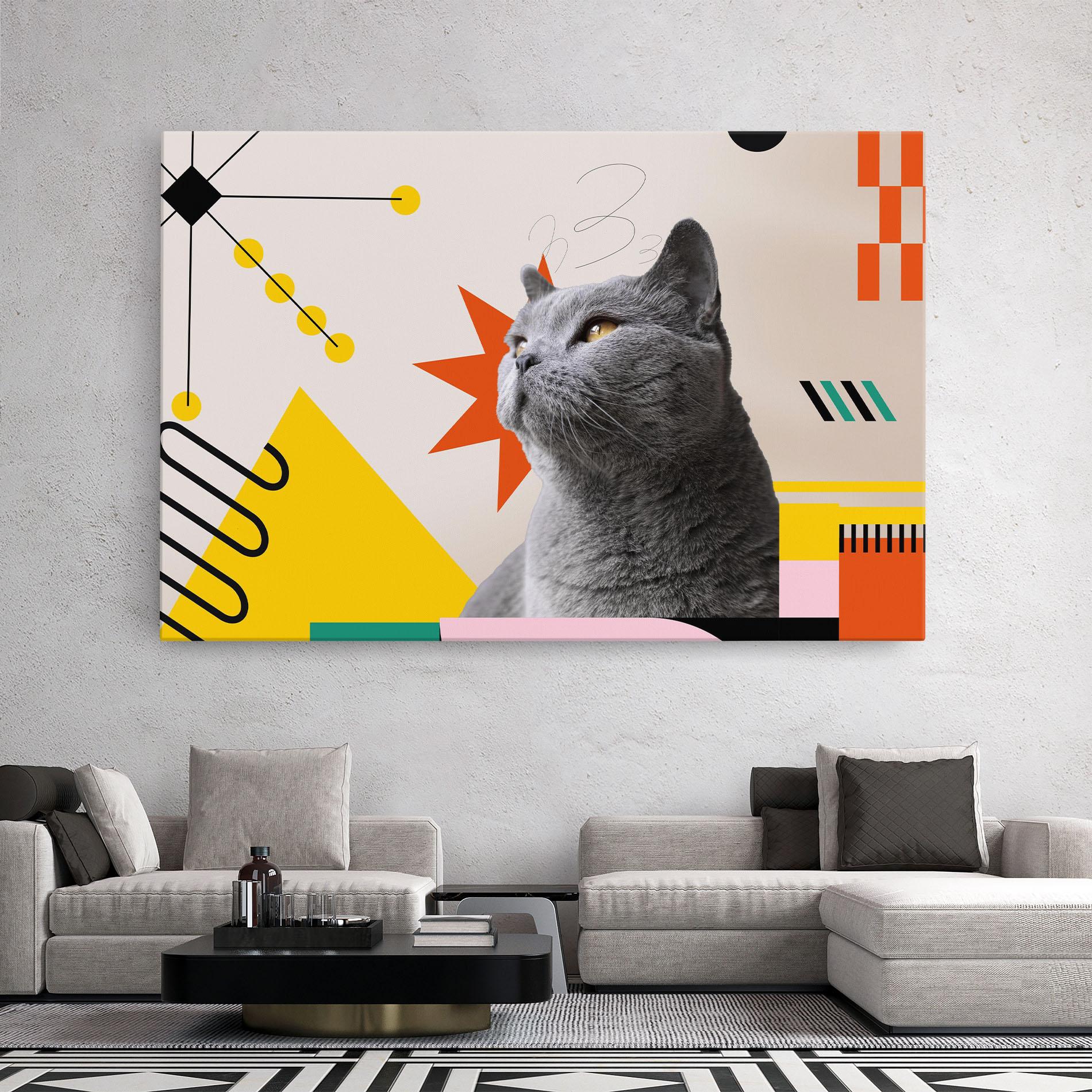 Leinwandbild Colorful Graphic Cat mockup 2