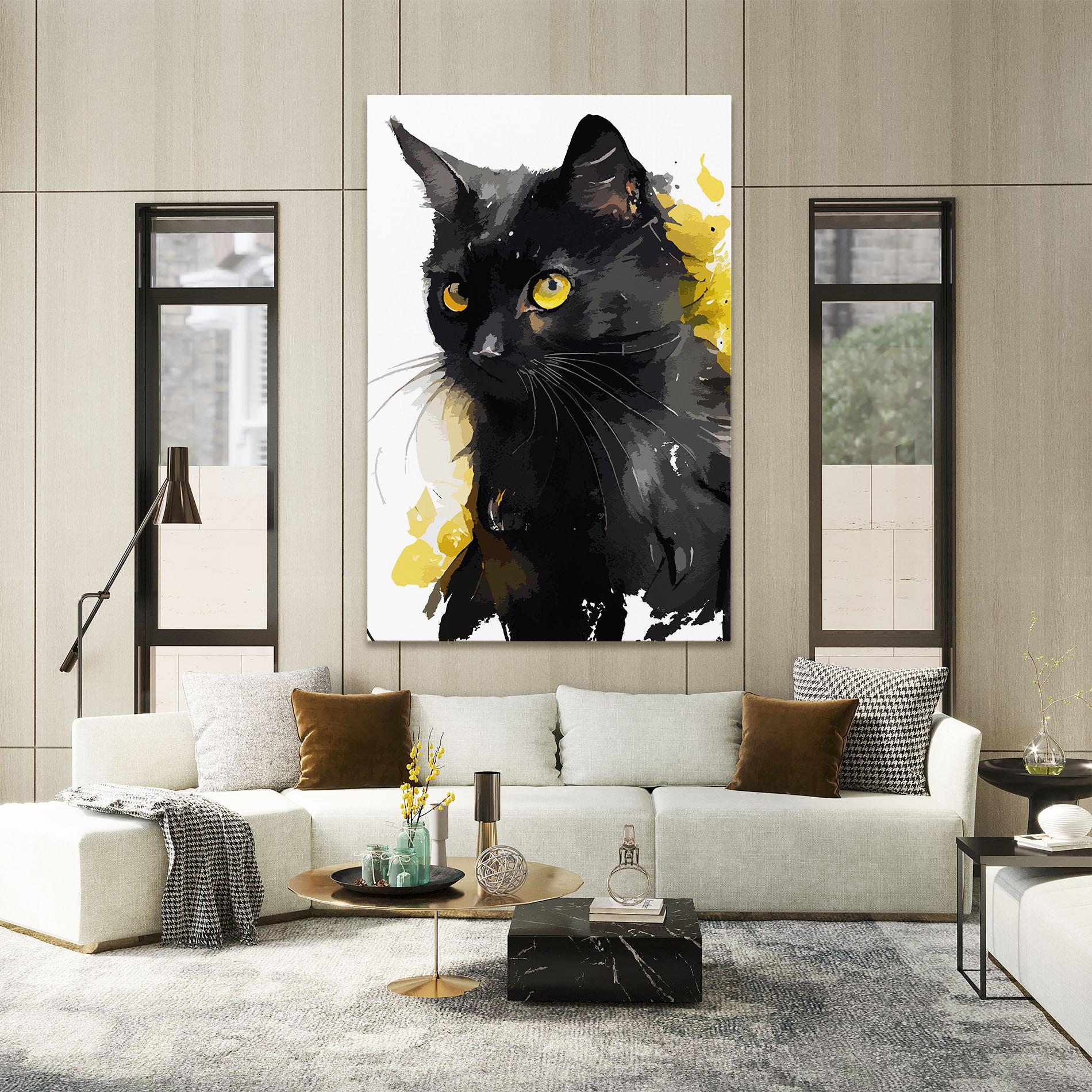 Leinwandbild Beautiful Black Cat mockup 2