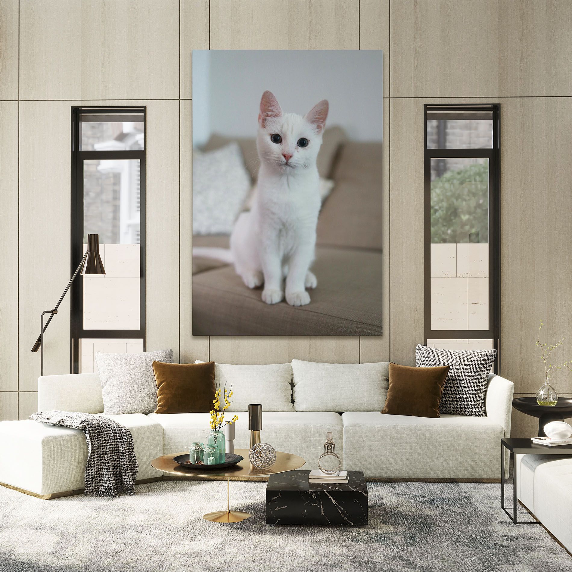 Beautiful White Cat mockup 2