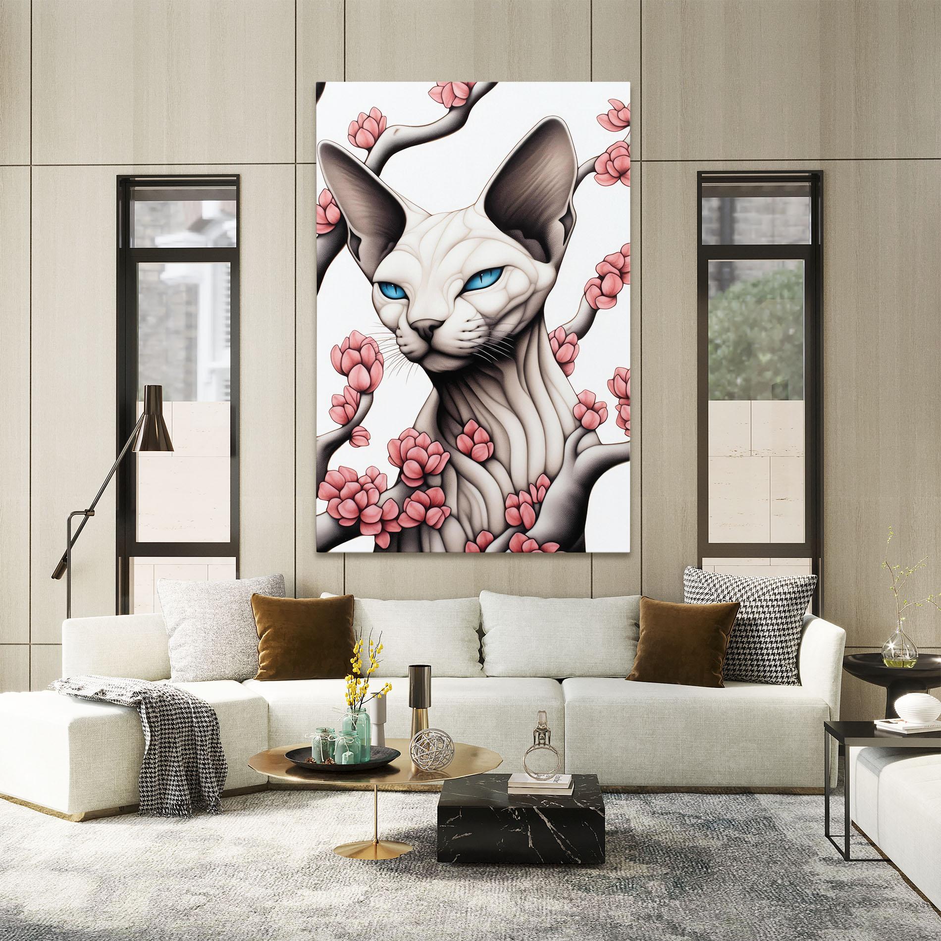 Leinwandbild Blue Eyes Cat Drawing mockup 2