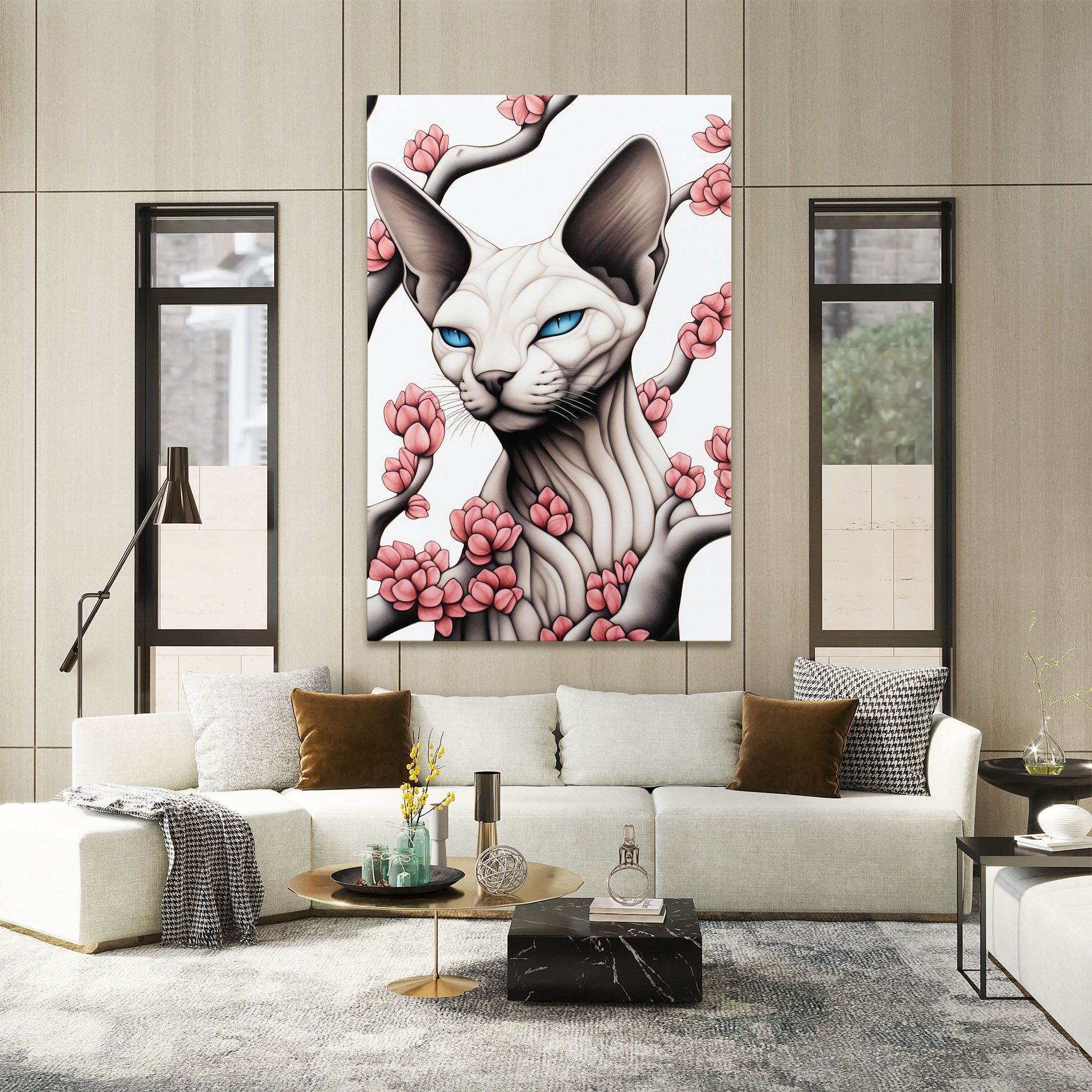 Blue Eyes Cat Drawing mockup 2