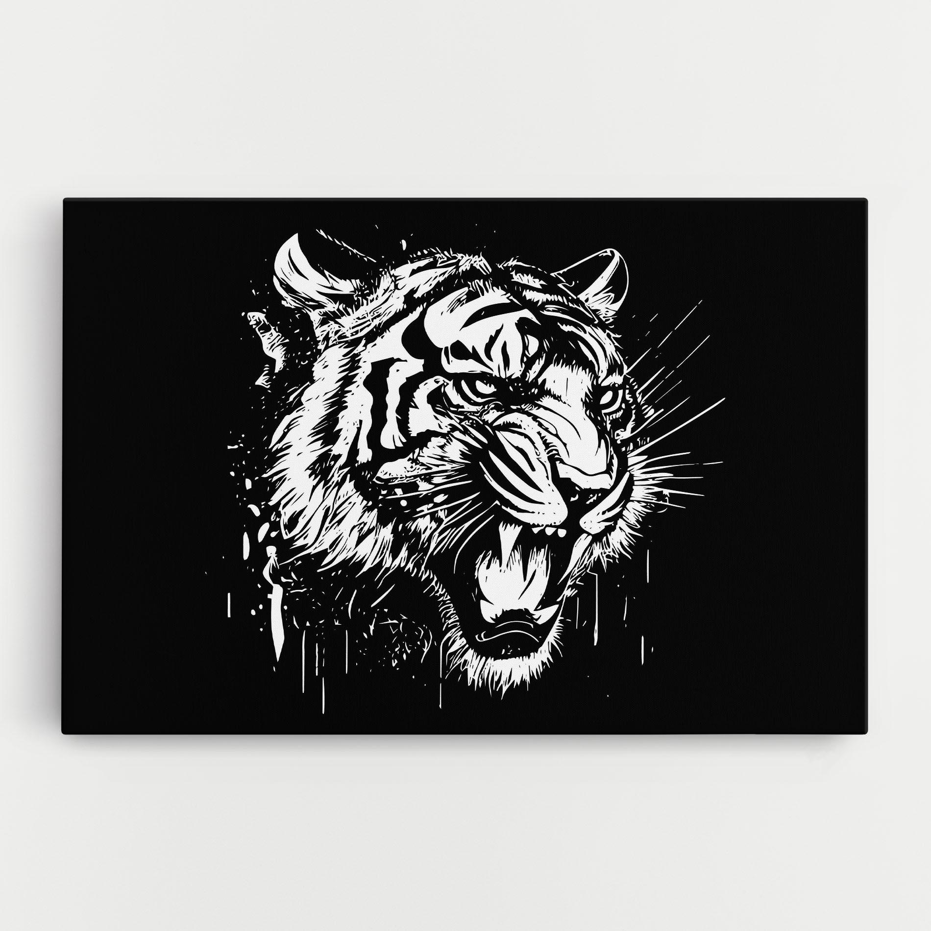 Leinwandbild Angry Tiger Head mockup 0