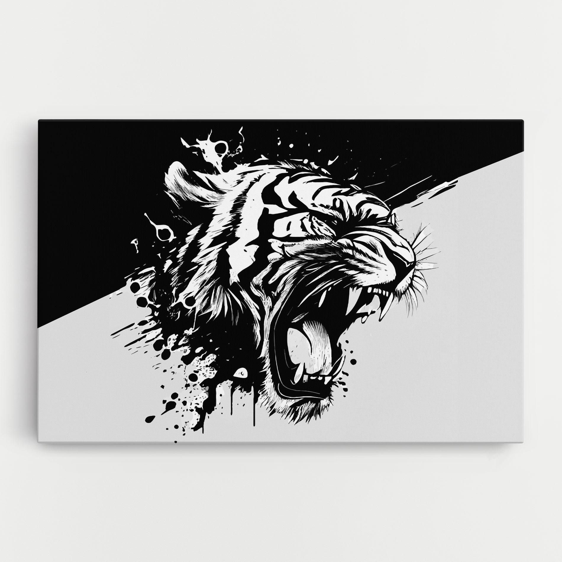 Leinwandbild Black Grey Tiger mockup 0