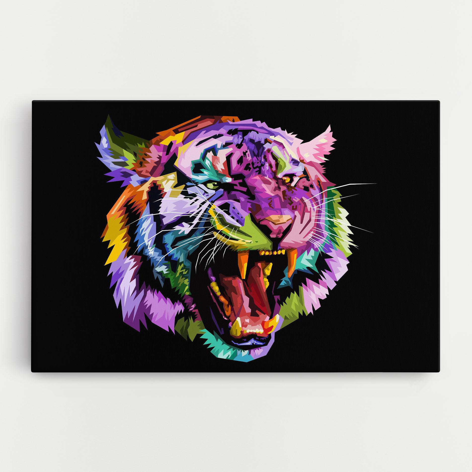 Leinwandbild Tiger On Black mockup 0