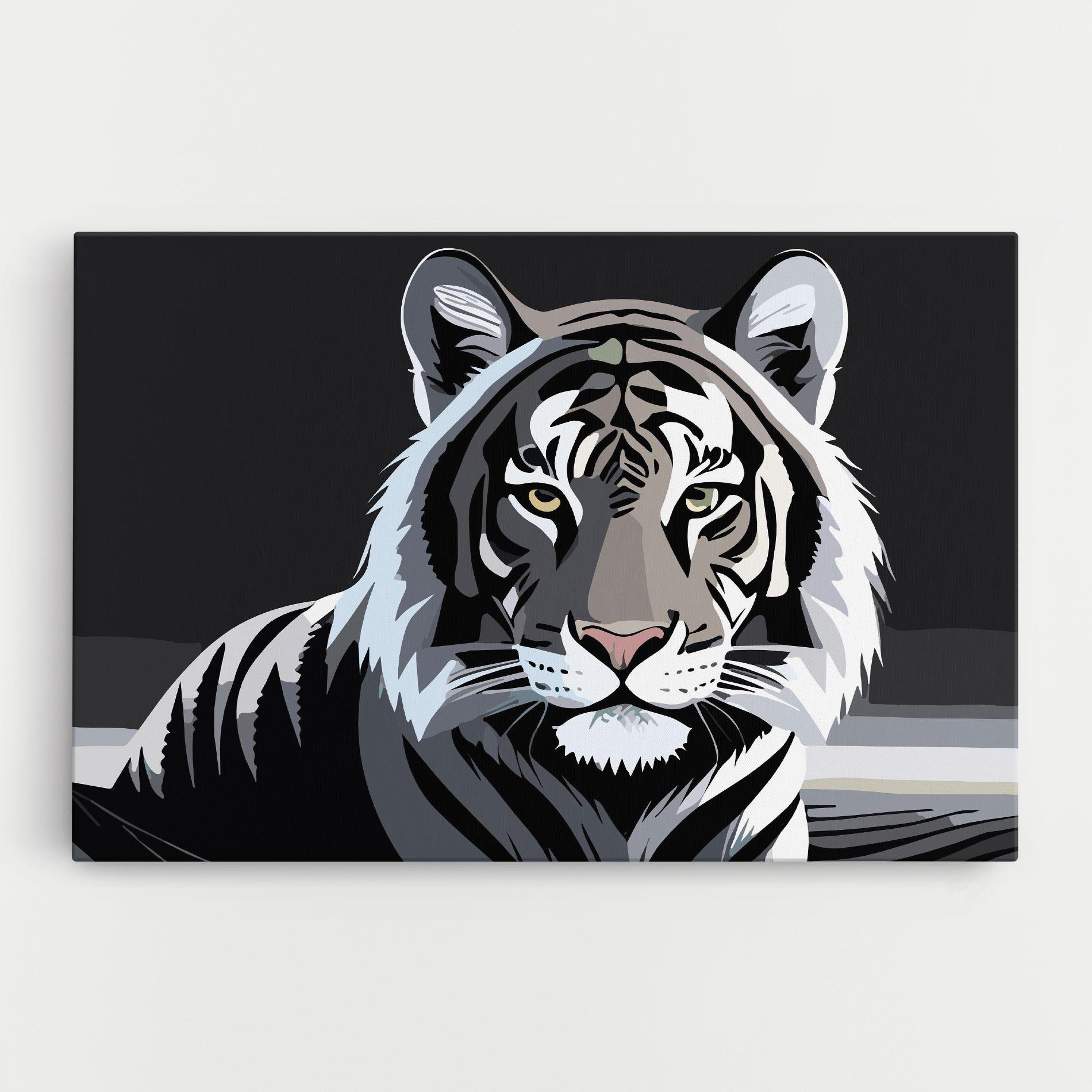 Leinwandbild White Grey Tiger mockup 0