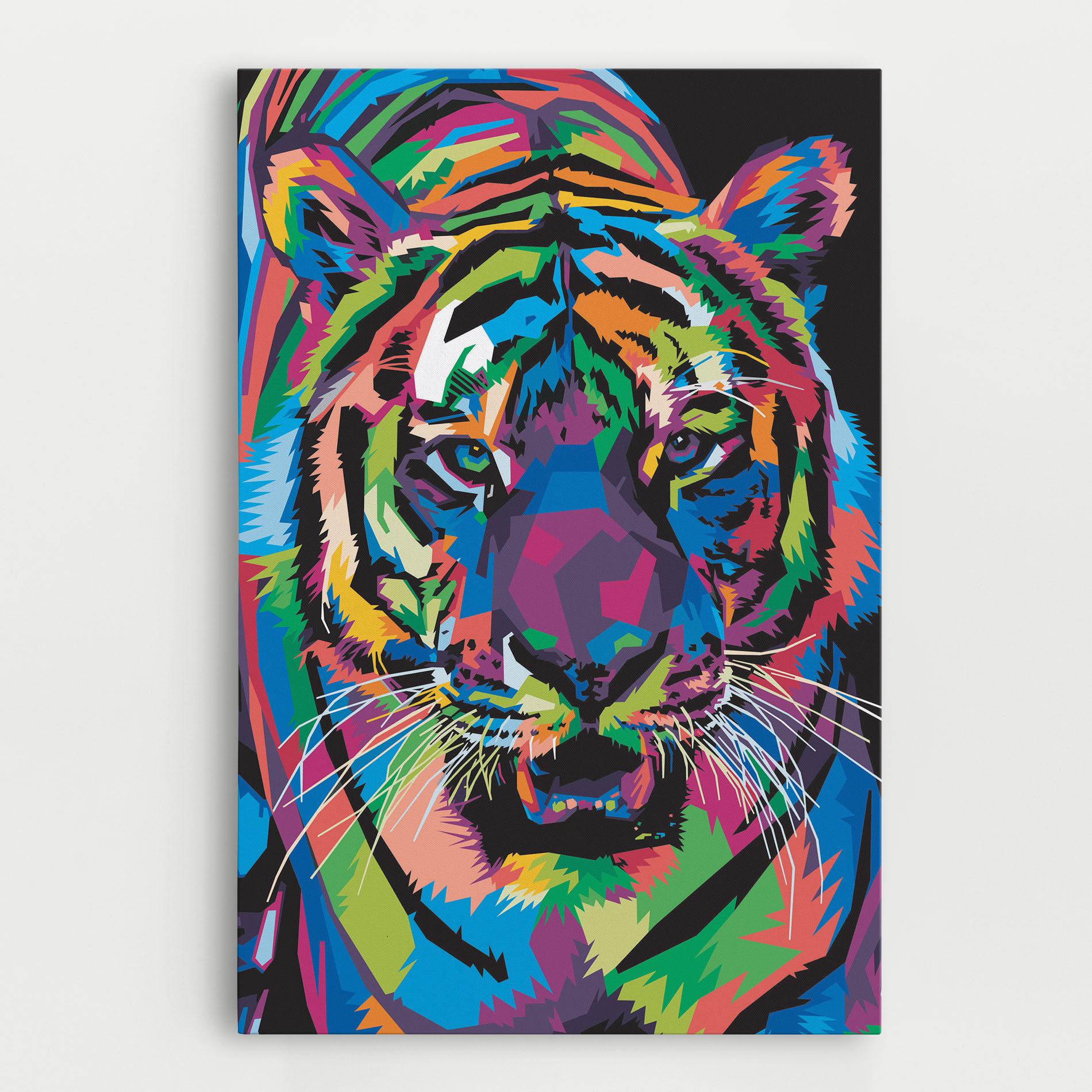 Leinwandbild Mix Color Tiger mockup 0