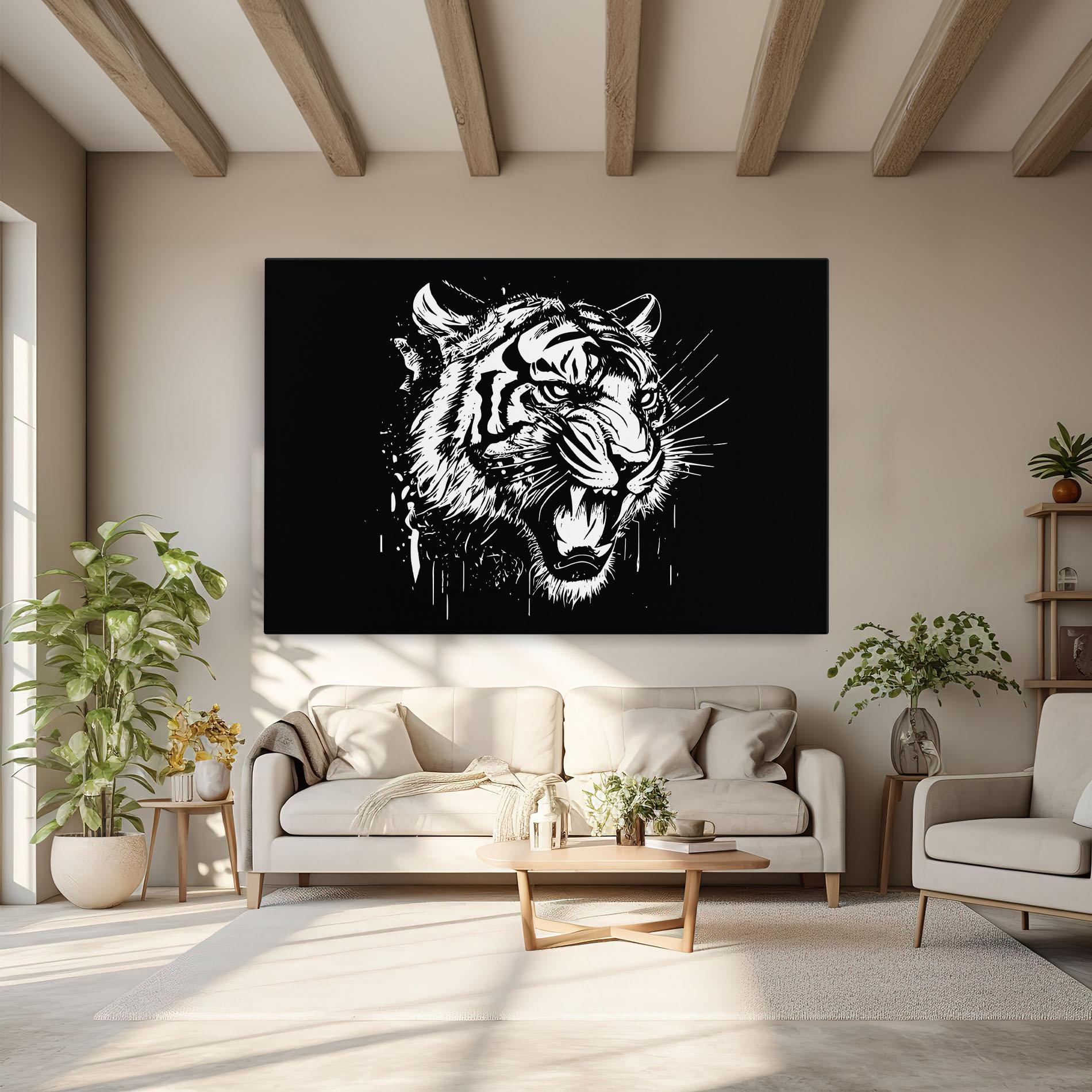 Leinwandbild Angry Tiger Head mockup 6