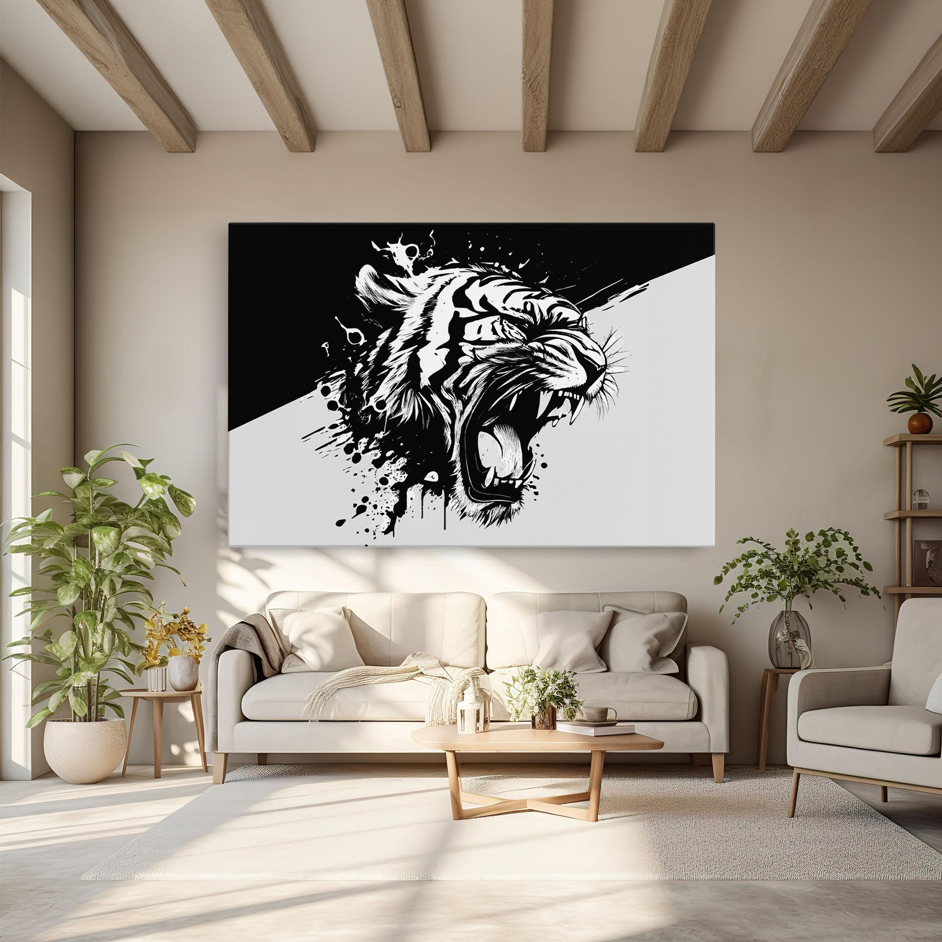 Leinwandbild Black Grey Tiger mockup 6