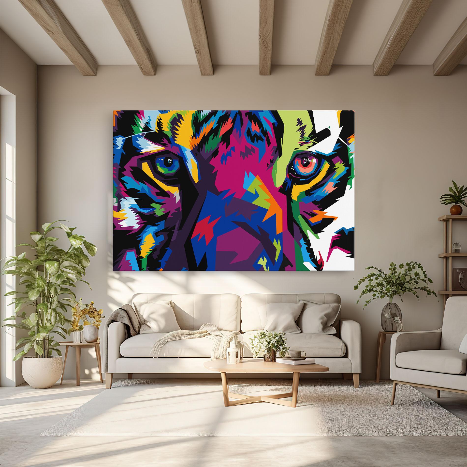 Leinwandbild Colourul Tiger Eyes mockup 6