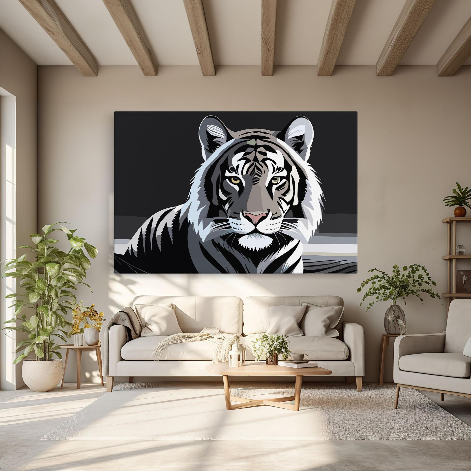 Leinwandbild White Grey Tiger mockup 6