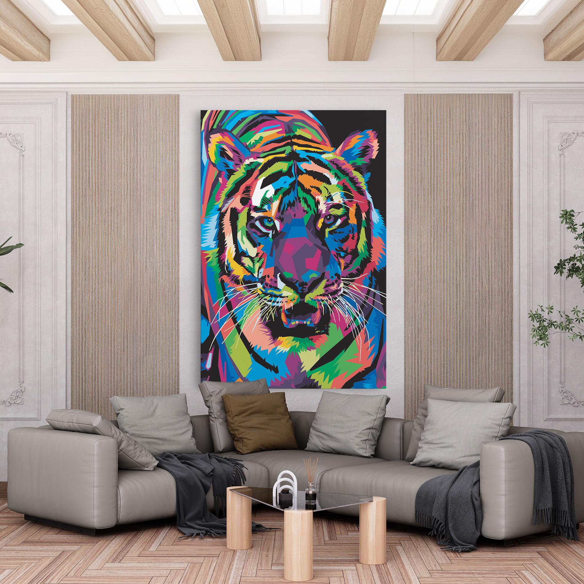 Leinwandbild Mix Color Tiger mockup 6