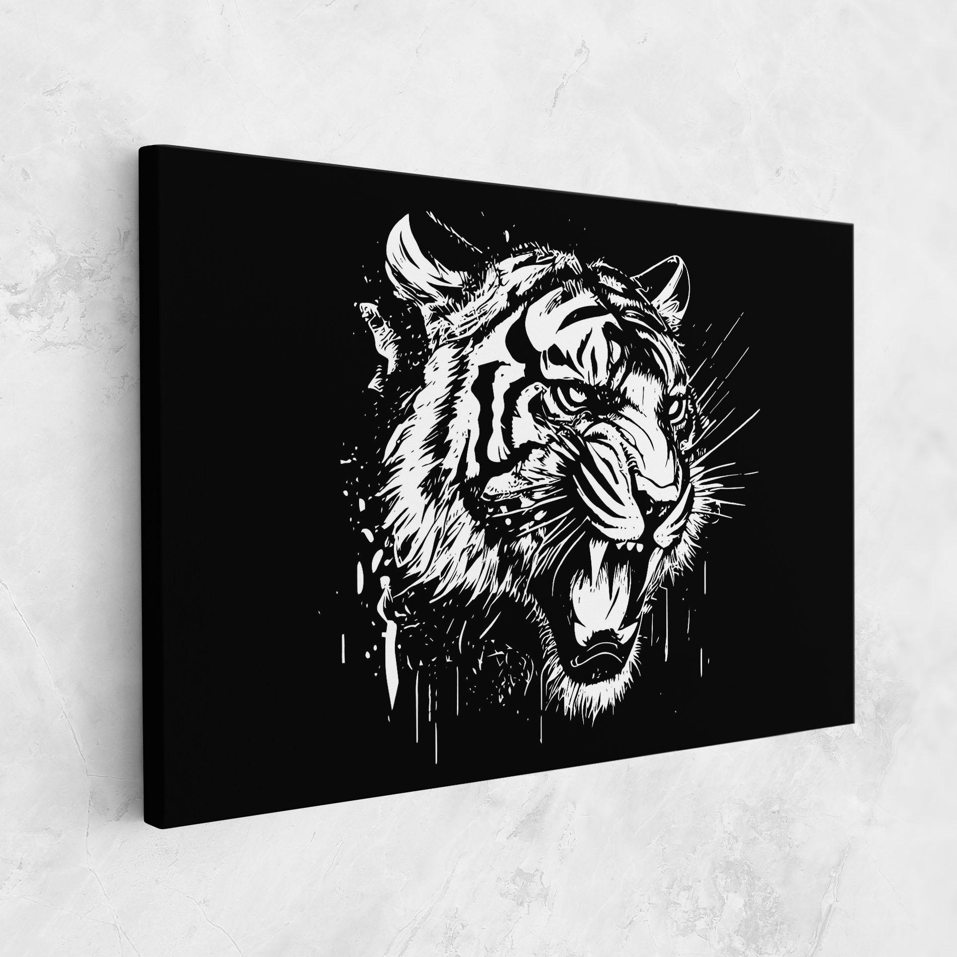 Leinwandbild Angry Tiger Head mockup 1