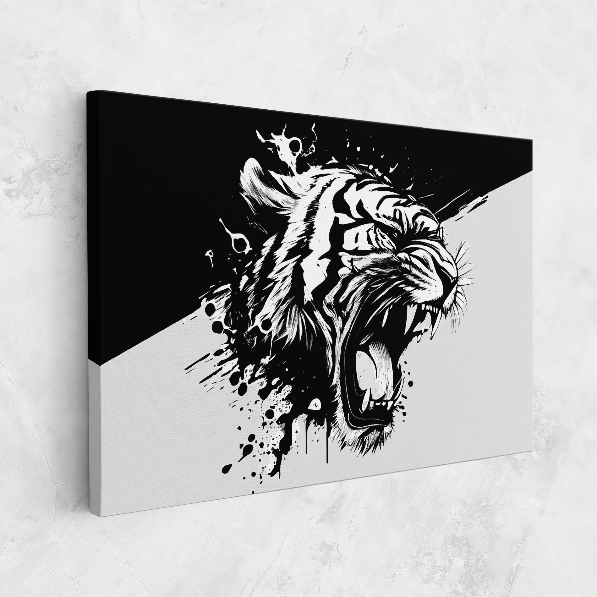 Leinwandbild Black Grey Tiger mockup 1