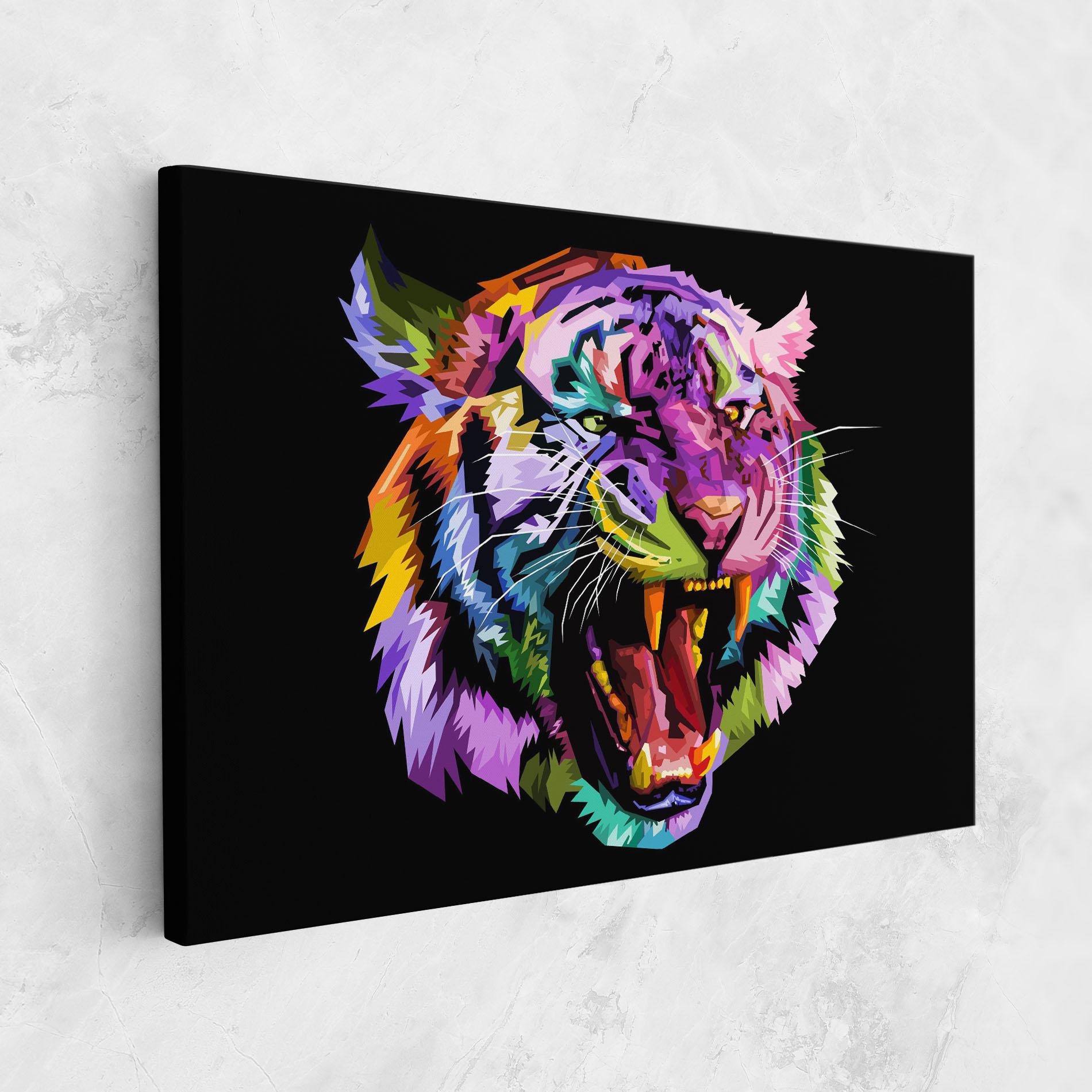 Leinwandbild Tiger On Black mockup 1