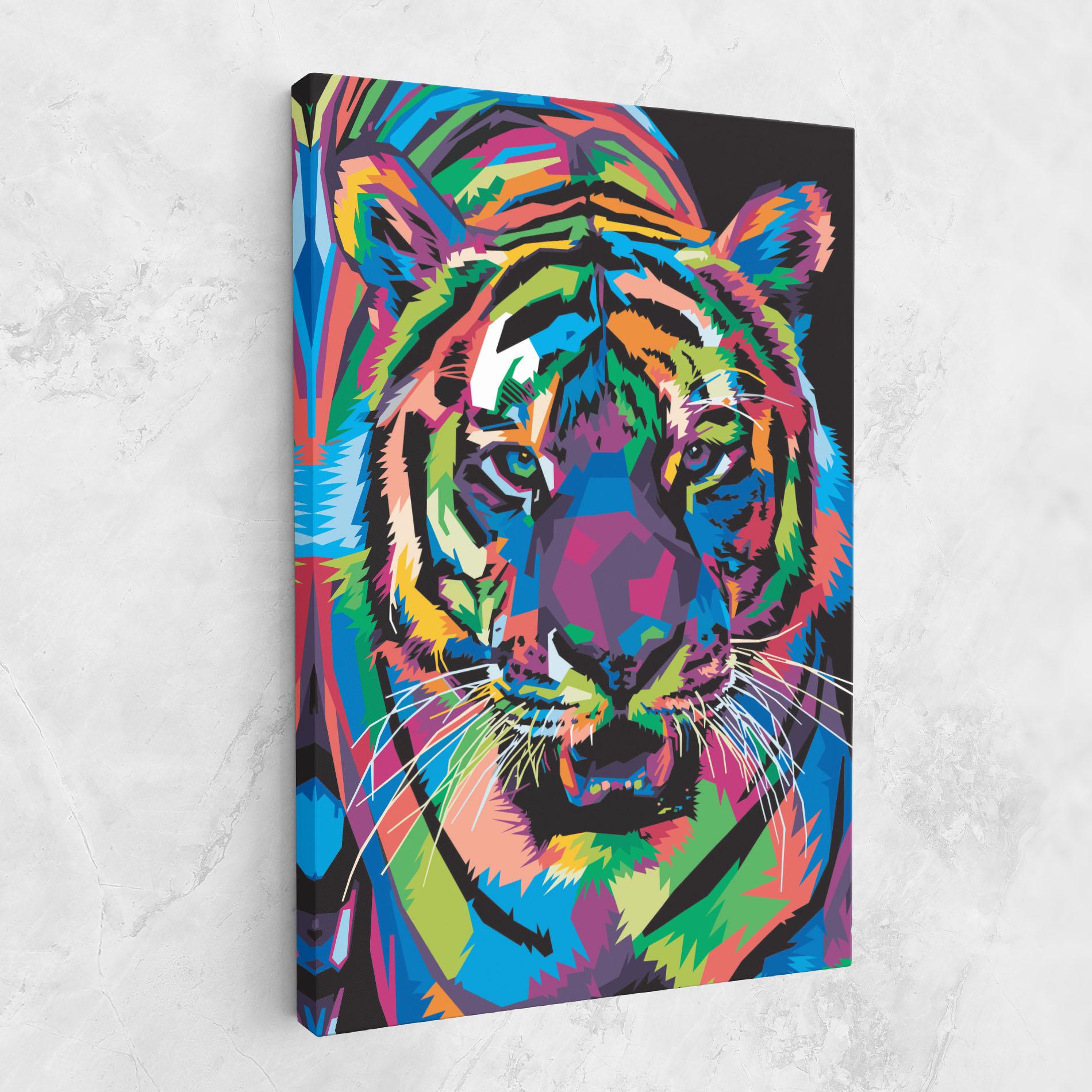 Leinwandbild Mix Color Tiger mockup 1