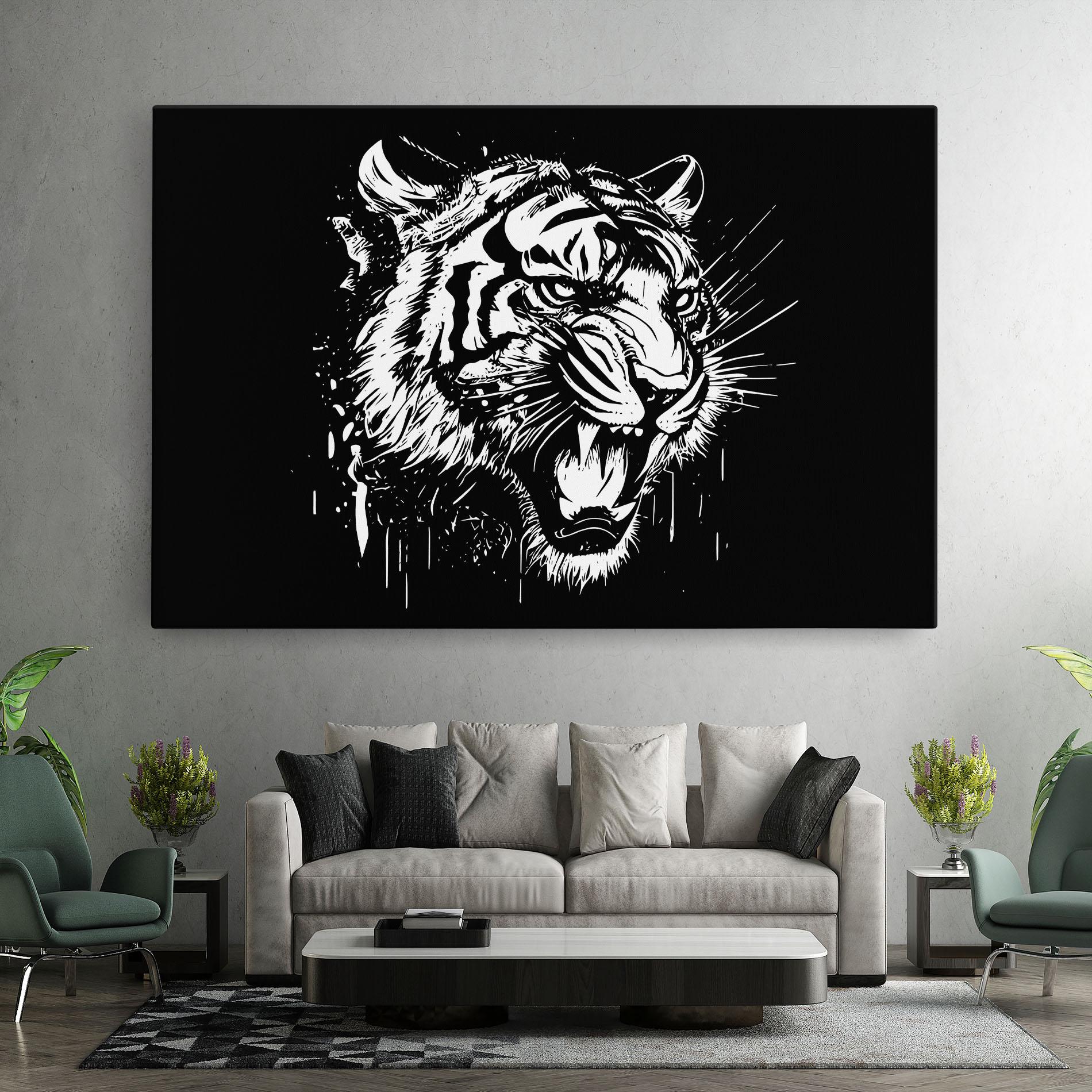 Leinwandbild Angry Tiger Head mockup 7