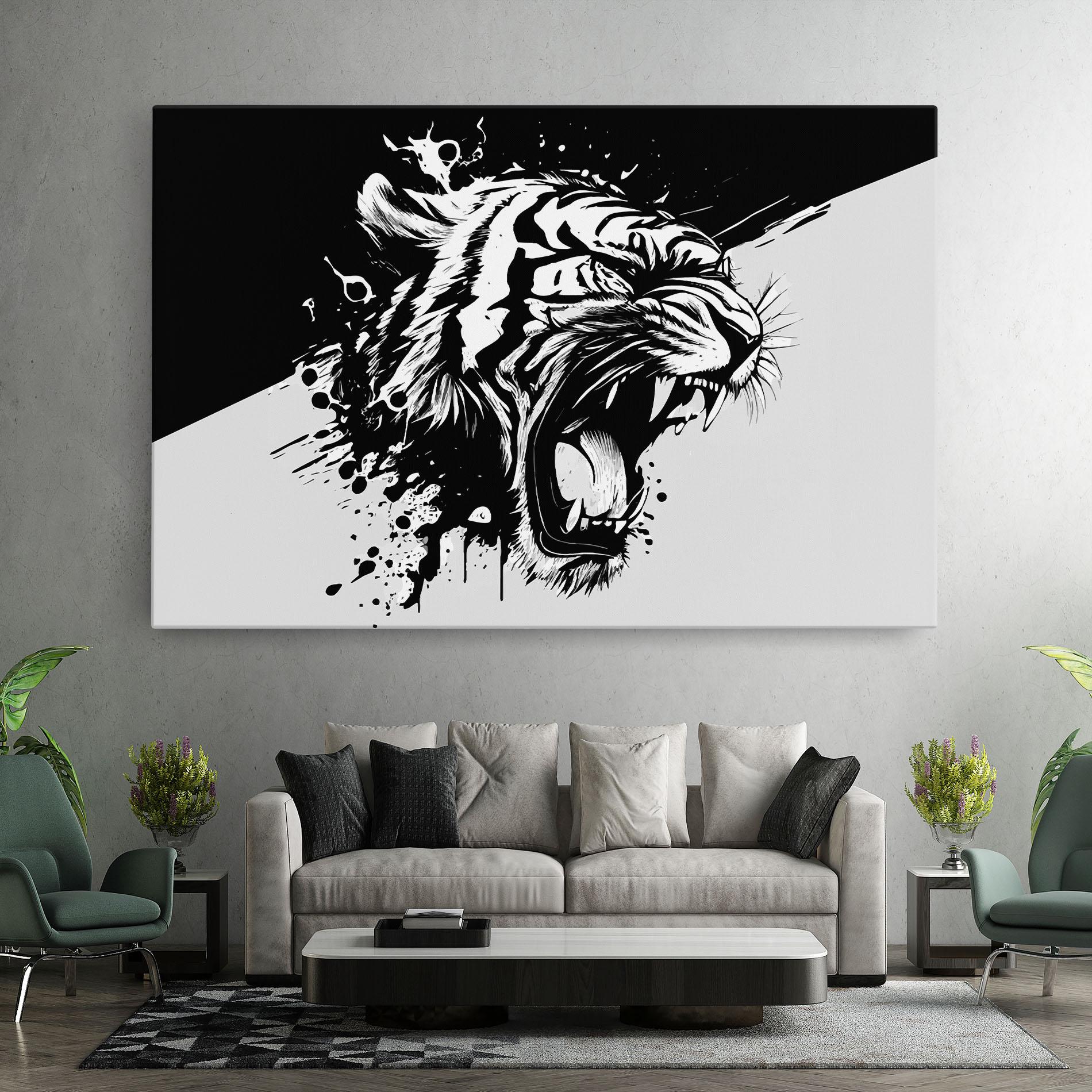 Leinwandbild Black Grey Tiger mockup 7