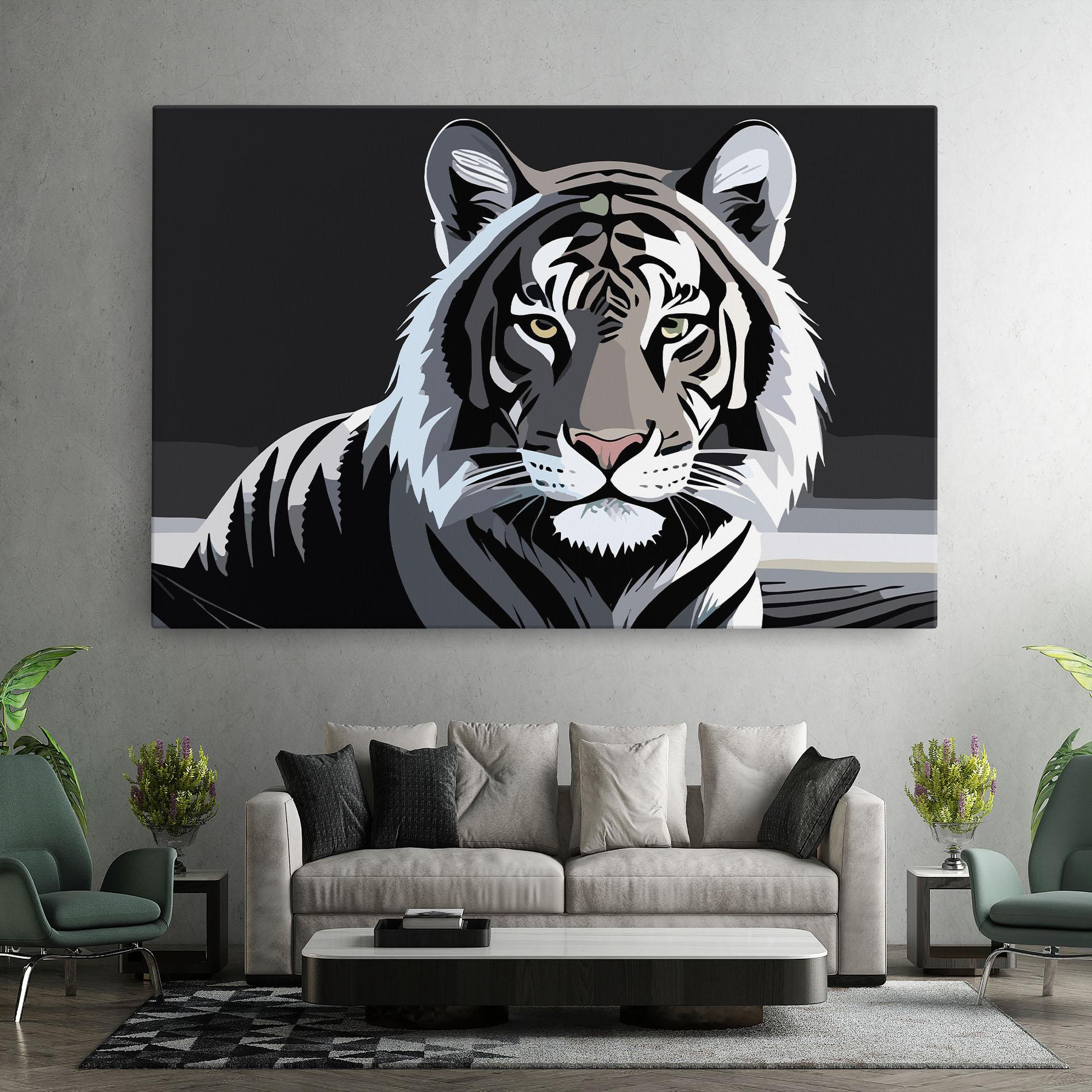 Leinwandbild White Grey Tiger mockup 7