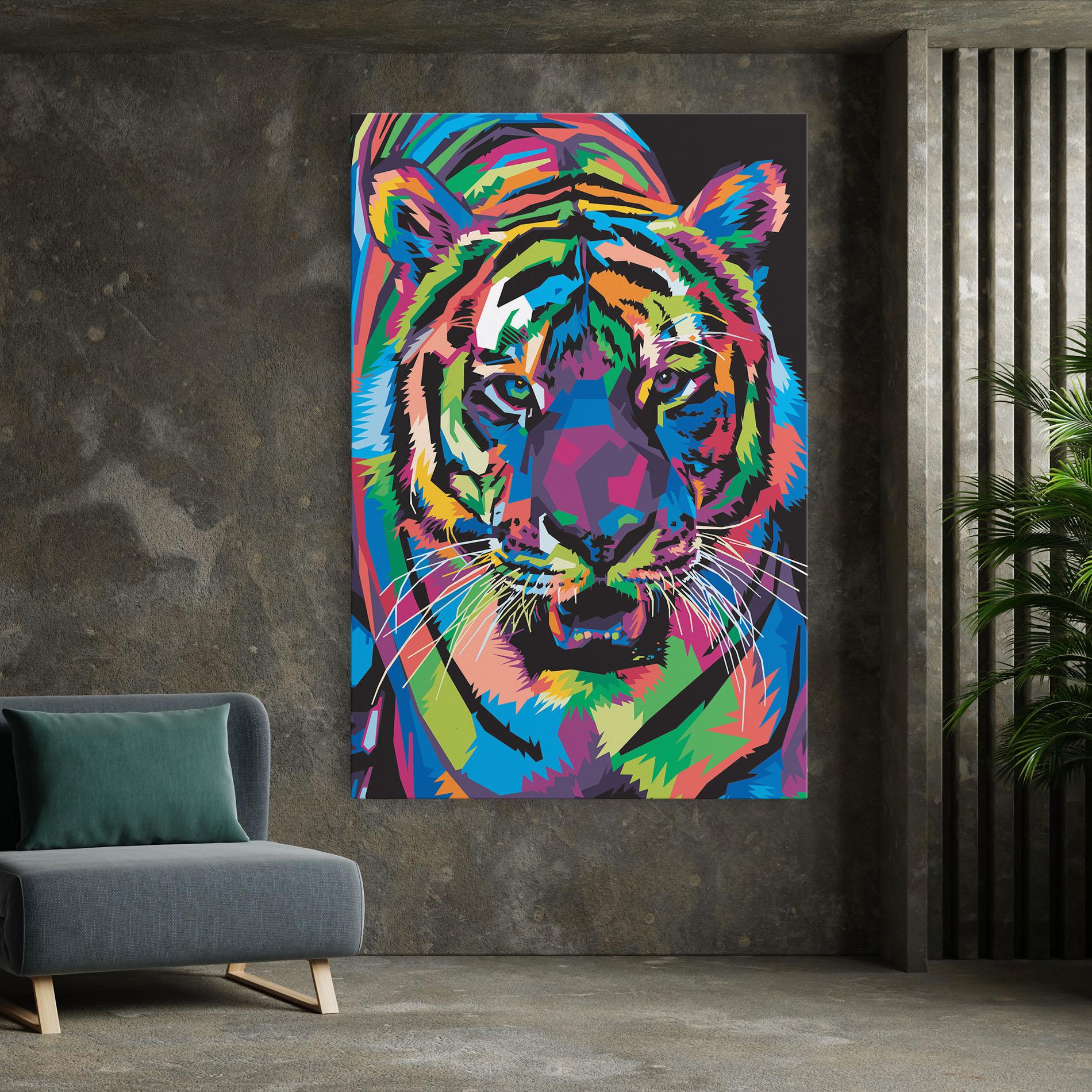 Leinwandbild Mix Color Tiger mockup 7