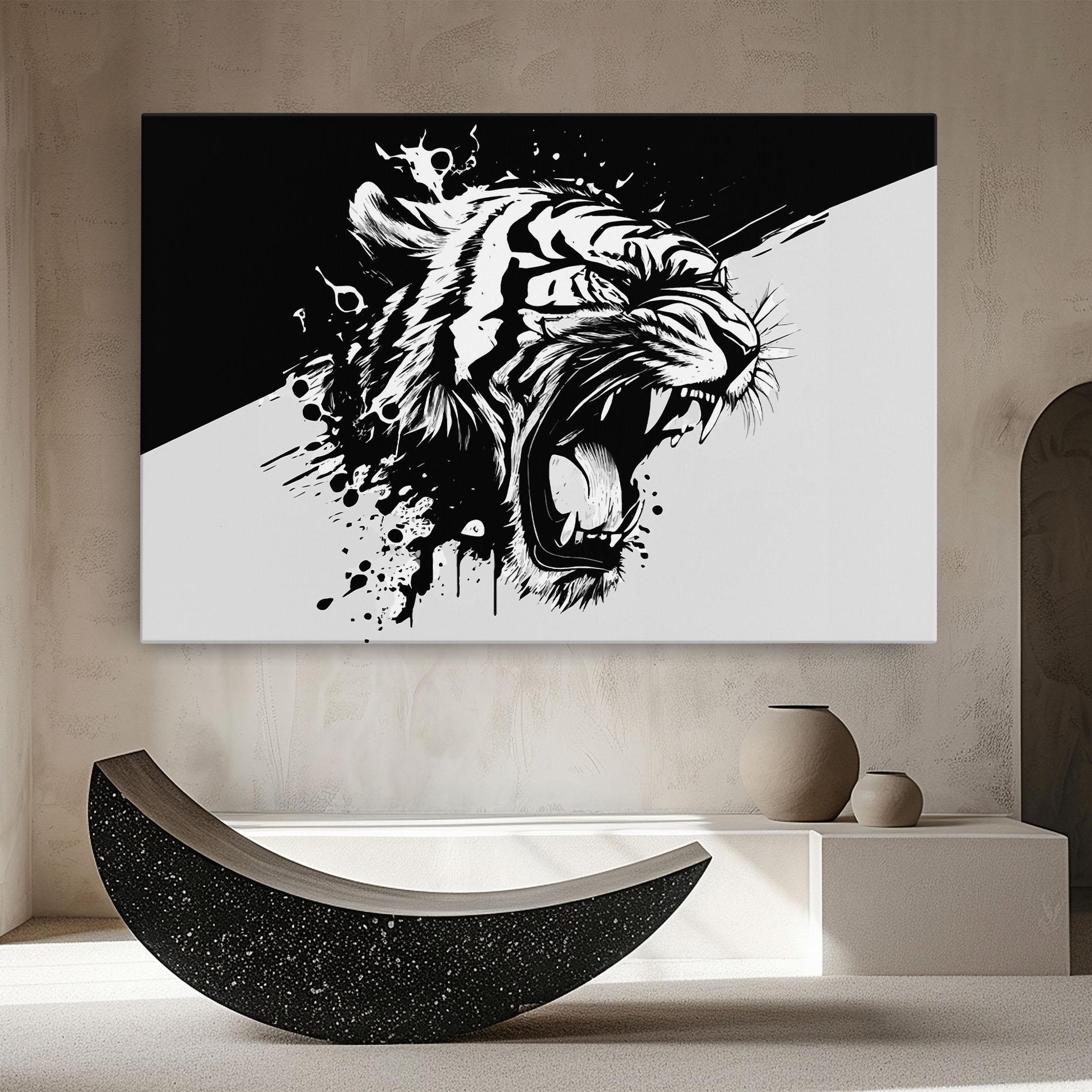 Leinwandbild Black Grey Tiger mockup 8
