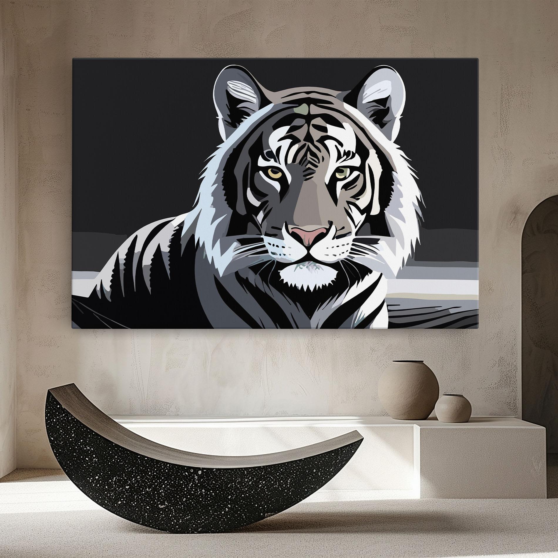 Leinwandbild White Grey Tiger mockup 8