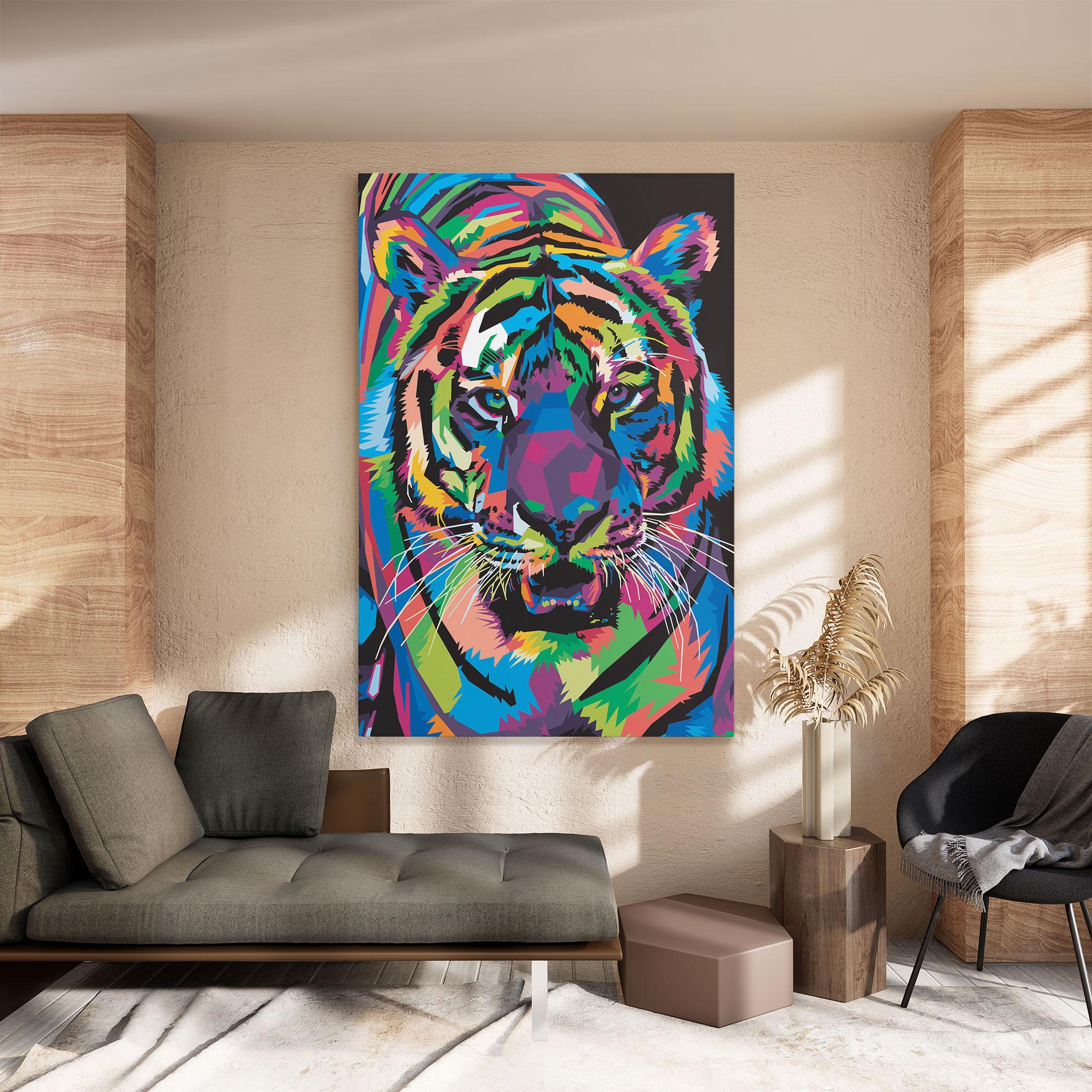 Leinwandbild Mix Color Tiger mockup 8