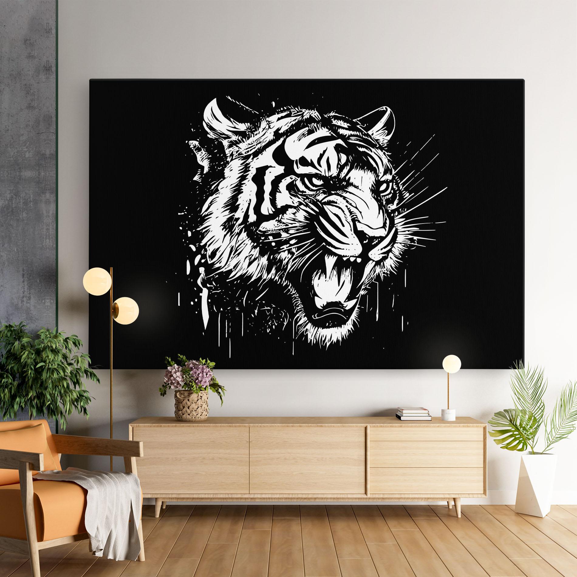 Leinwandbild Angry Tiger Head mockup 9